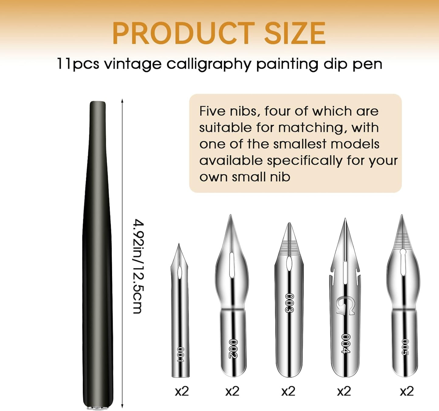 11PCS Comic Pen Nibs Set, Oblique Calligraphy Nibs for Dip Pens Drawing, Wooden Fluid Writer Pen Holder with 10 Pieces Stainless Steel Pen Replacement Nibs for Writing, Painting, Signing, Sketch