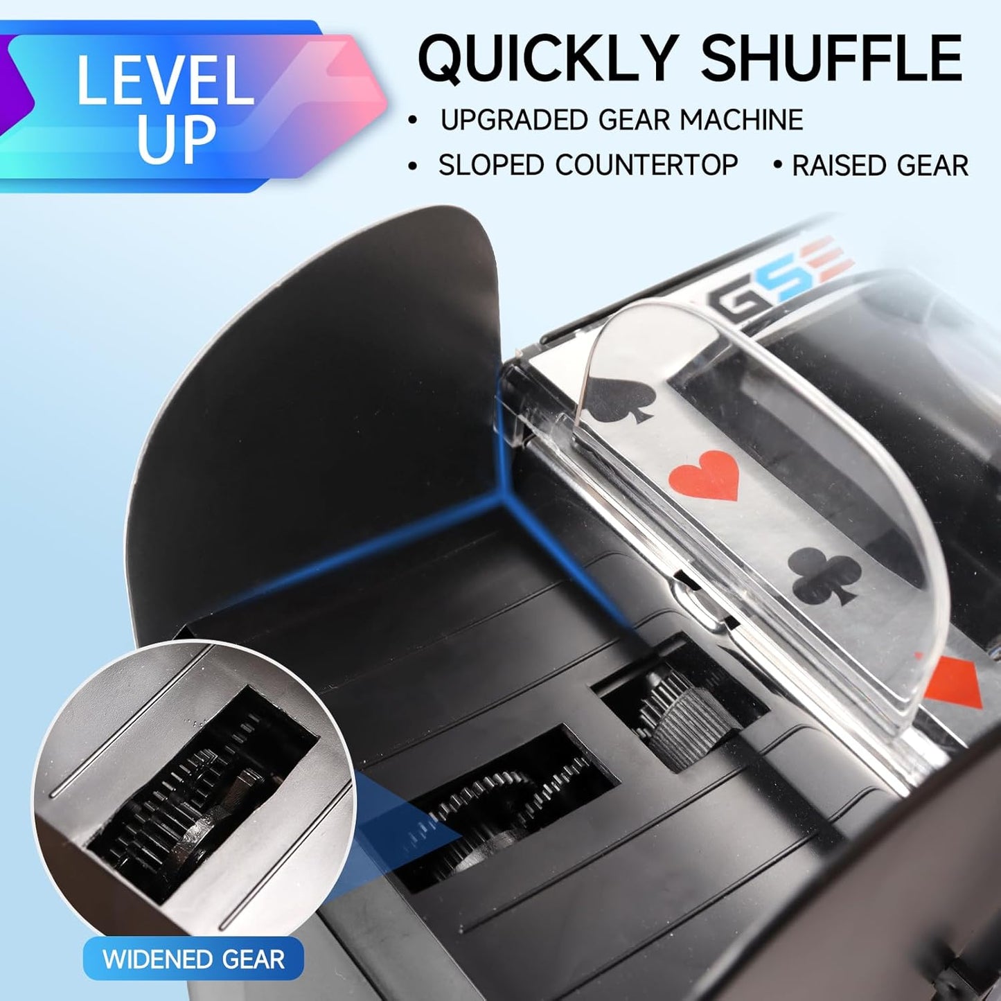 GSE Games & Sports Expert 6-Deck Automatic Card Shuffler, AC/DC-Power & Battery-Operated Shuffler Machines for Playing Cards, Blackjack, Texas Hold'em, Canasta, Bridge, UNO