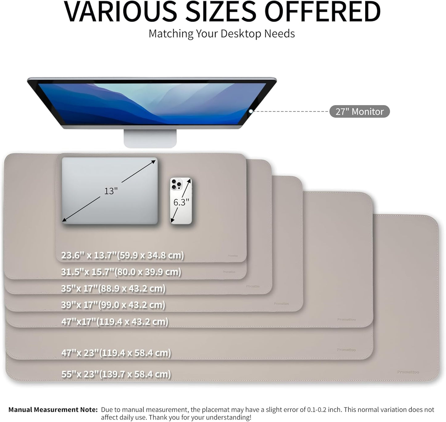 Oversized Non-Slip Desk Pad Protector – Grips Desk Firmly, Anti-Slip Like You've Never Seen! Vegan Leather Waterproof Laptop Mat for Keyboard & Mouse – Large Office Pad– Stone Gray