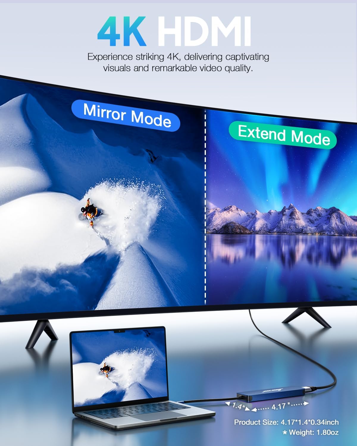 Hiearcool USB C Hub for MacBook Air/Pro, 7-in-1 USBC Adapter Multiport with 4K HDMI Dongle, USB-C Dock Laptop Docking Station for Thunderbolt 3/4 Laptops and Other Type-C Devices