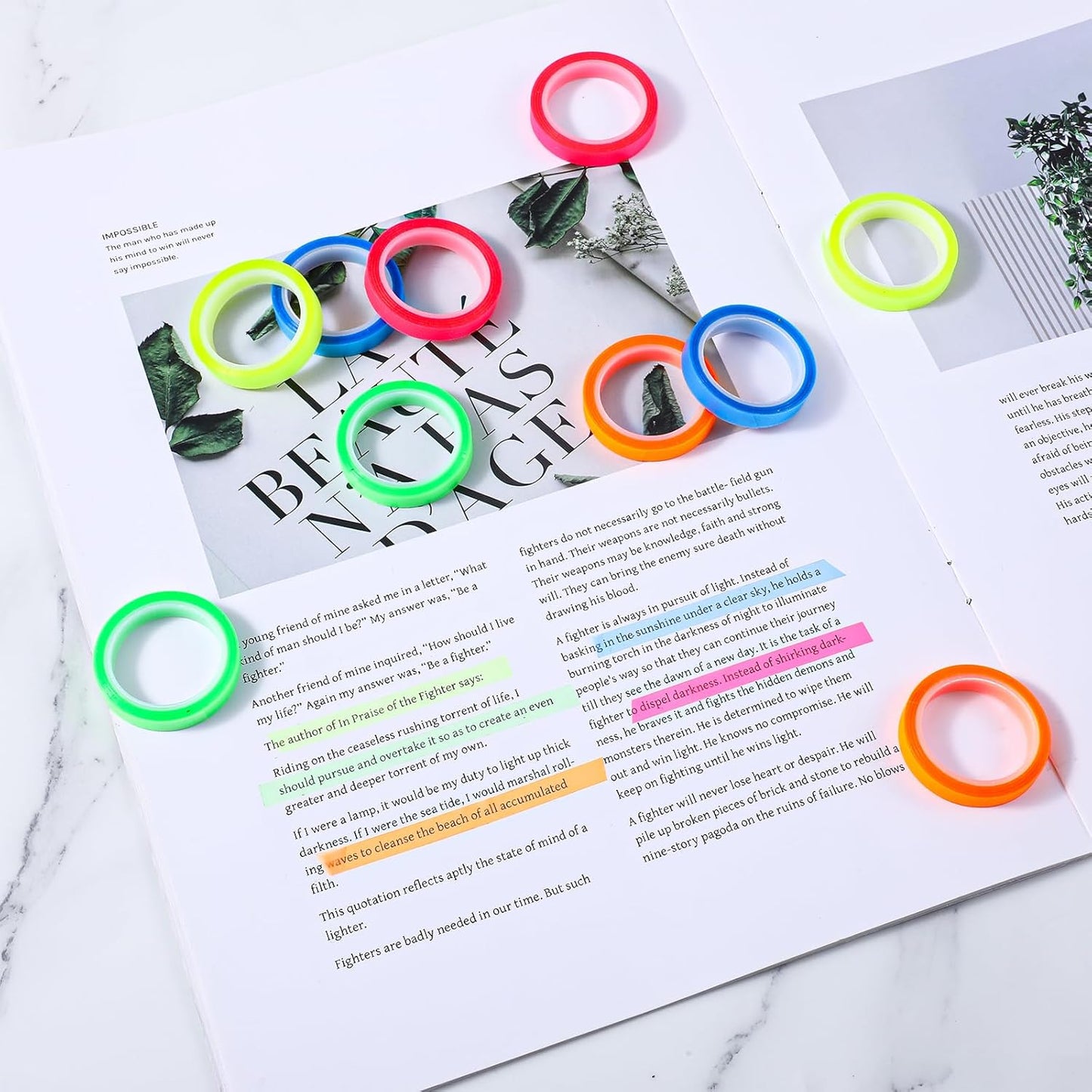 10 Rolls Highlight Tape,Highlighter Tape Removable,0.24 in x 16 ft,Sticky Highlighter Strips,Study Supplies or Book Annotation Supplies for Students,Teachers,Reading,Home,Office