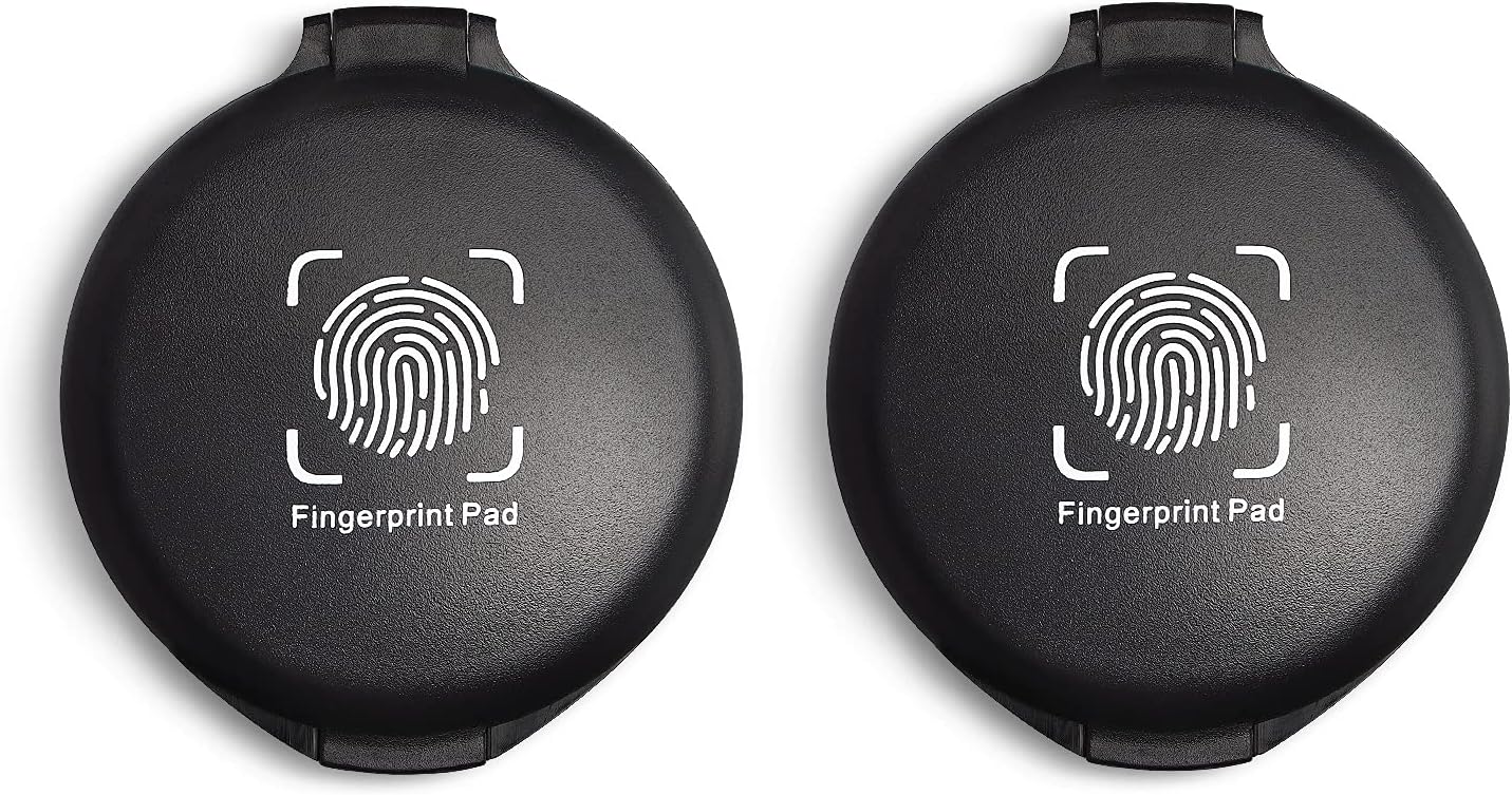 2 Pack Thumbprint Fingerprint Ink Pad for Notary Supplies Identification Security ID Fingerprint Cards Law Enforcement Fingerprint Black Stamp Ink pad