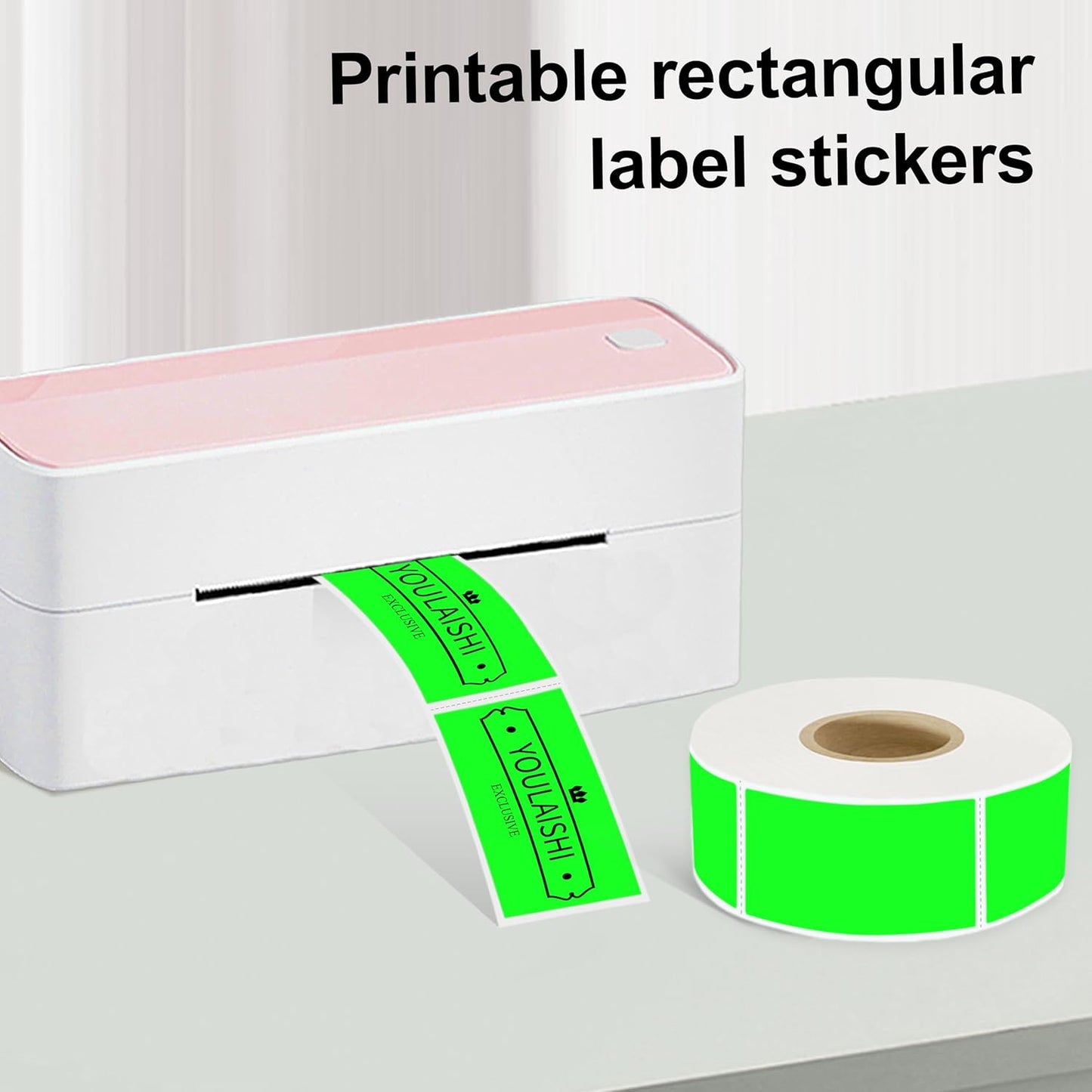 1x2 inch Label Stickers Roll for Thermal Printer 500PCS Colored Removable Freezer Labels Waterproof Blank Sticker Labels to Write on for Food Containers and Jars, Fluorescent Green
