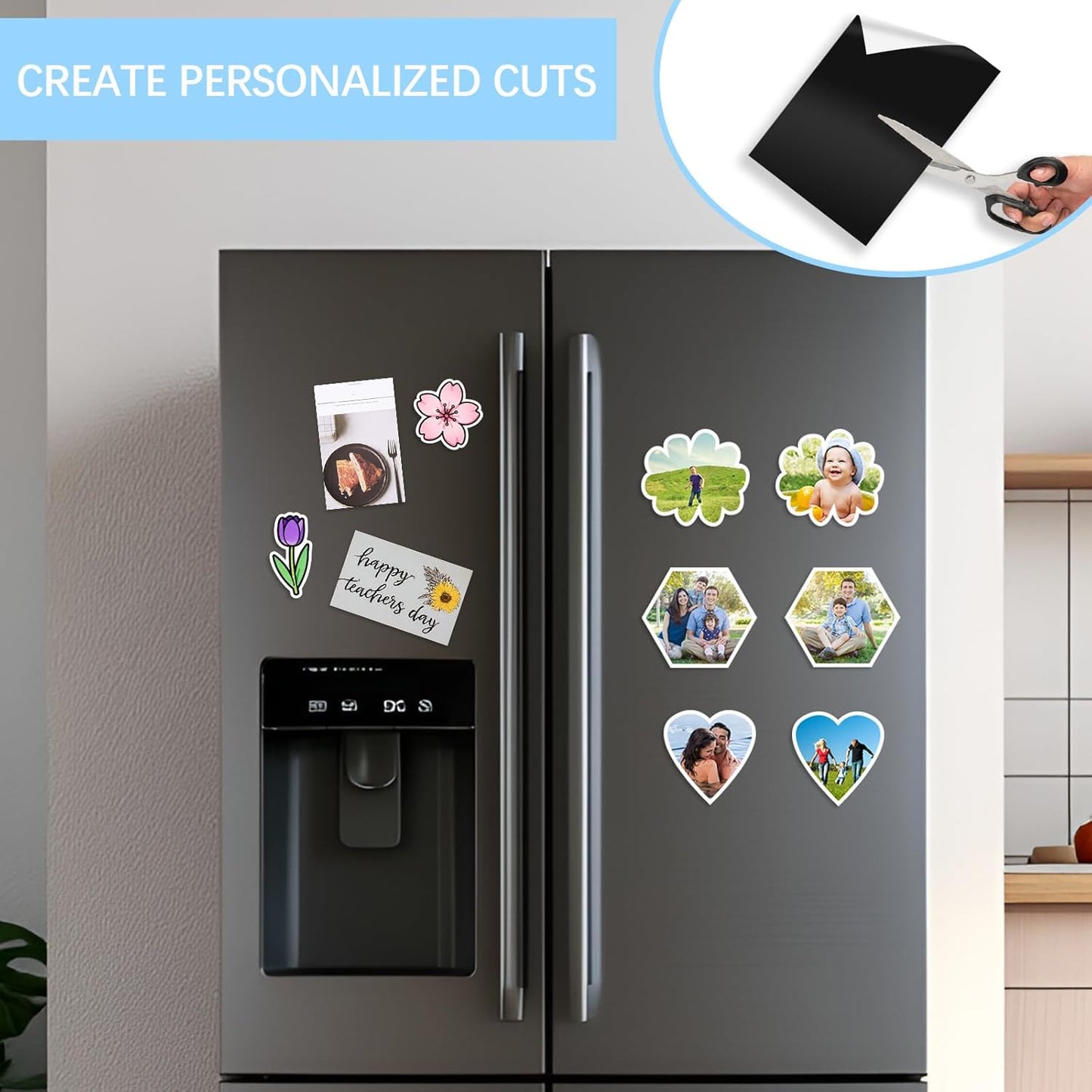 13 pcs Magnetic Sheets with Adhesive Backing 4x6 Inch Flexible cuttable Magnet Sheets Peel and Stick for Stickers Crafts Photos Classroom Decoration