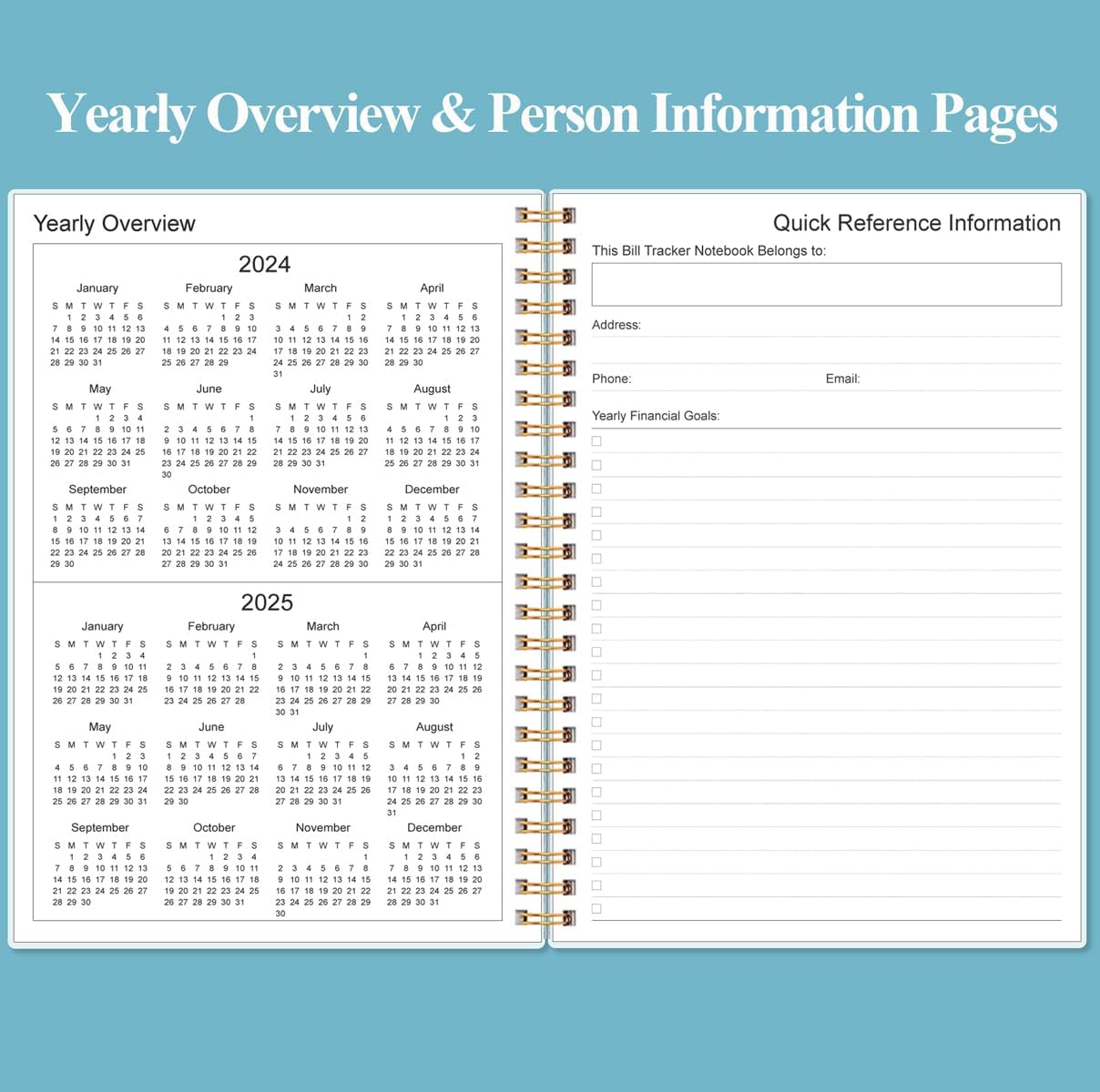 Bill Payment Tracker Notebook - Monthly Bill Organizer & Planner for Personal Budgeting Financial, Payments Checklist Organizer, 5.8" x 8.5", Blue Watercolor