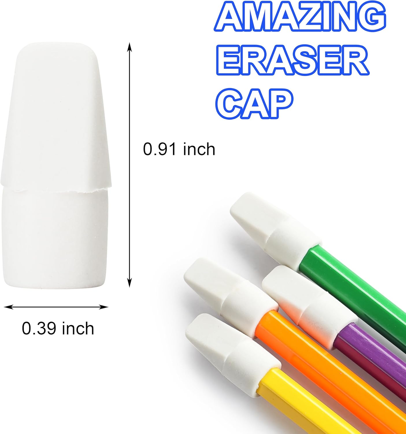 Pencil Erasers Caps Bulk, Ezzgol 128 Pcs Pencil Top Erasers Cap, White Color Arrowhead Caps Erasers Latex Free Pencil Eraser Toppers for Kids Teachers