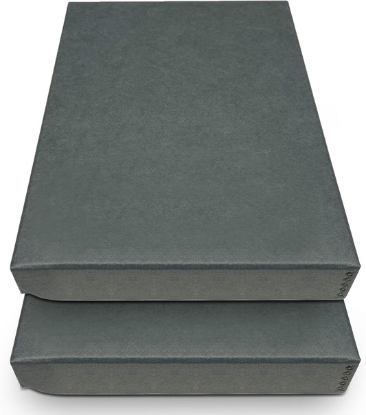 Golden State Art, Archival Folio Storage Box 9x12, Clamshell Design with Metal Edge, Preserve and Store Photos Documents Cards Prints Arts Crafts DIY, Gray, Pack of 2