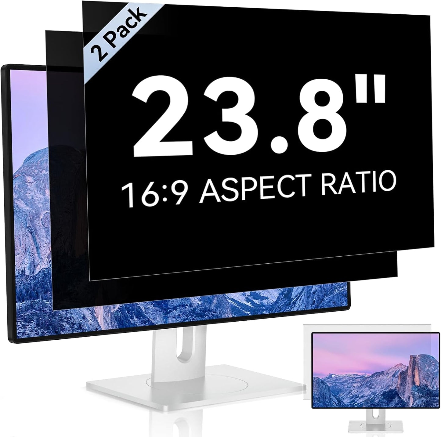 [2 Pack] 23.8 Inch Computer Privacy Screen for 16:9 Aspect Ratio Widescreen Monitor, Eye Protection Anti Glare Blue Light Computer Monitor Privacy Filter, Removable Anti-Scratch 23.8in Protector