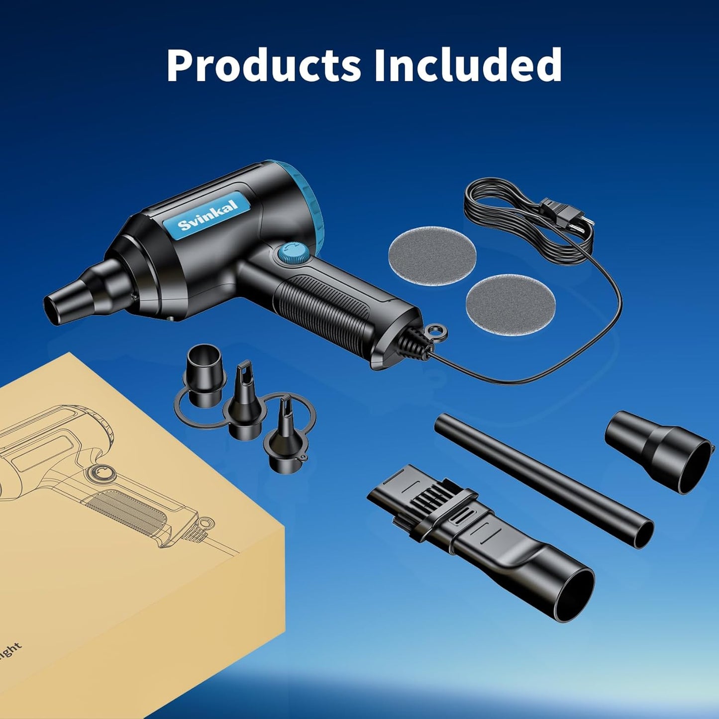 Compressed air Duster Electric 500W, Canned air Replacement, 40000RPM Air Blower, Stepless Speed, an AC dust Blower with 6ounces of Blowing Power for Computer Keyboards etc Electronic Duster