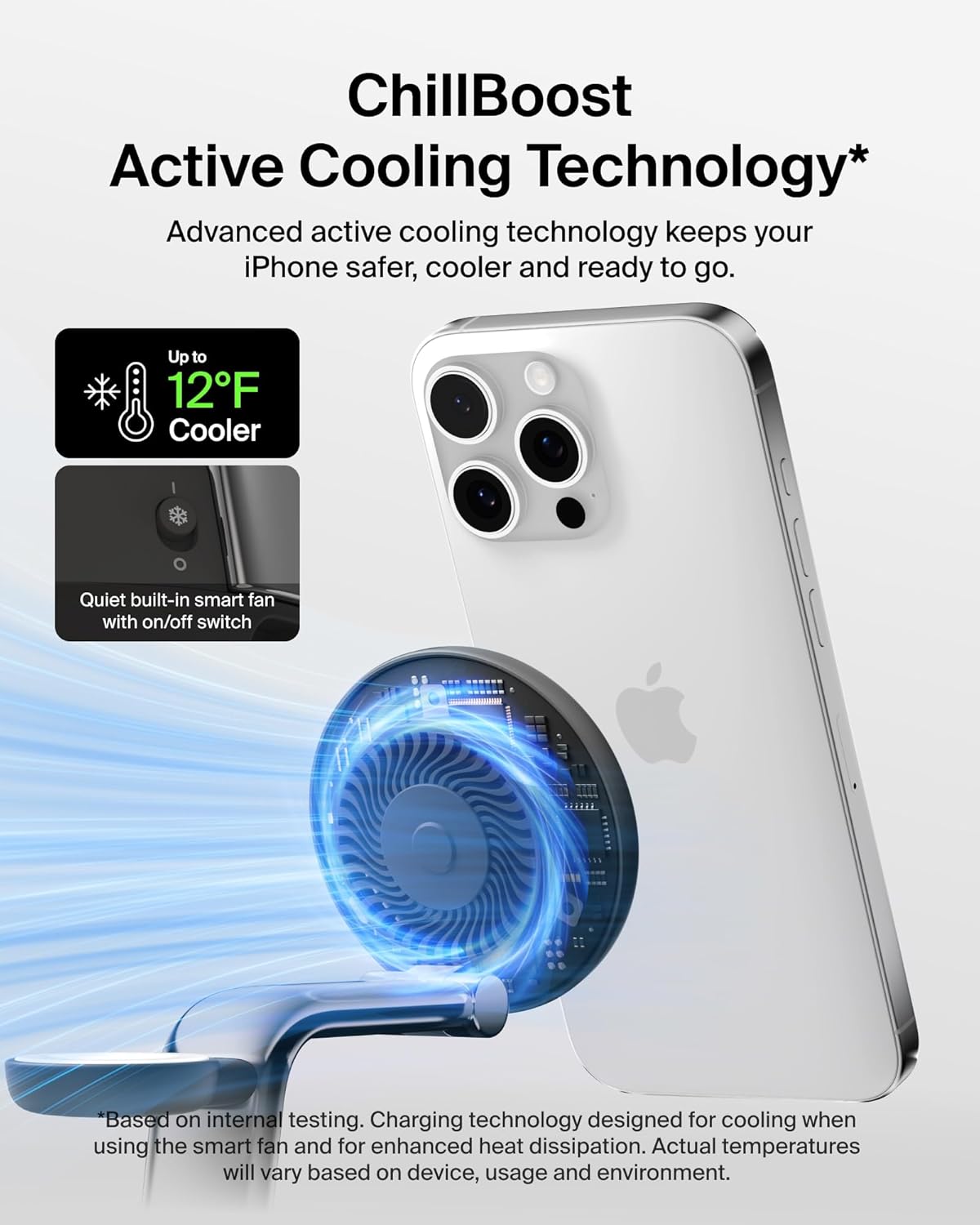 Belkin MagSafe Charger Compatible, 3-in-1 Charging Station, Qi2.2 25W w/Cooling Fan (On/Off Control) Magnetic Wireless Charger for iPhone 17, Apple Watch, AirPods, Pixel 10 (45W Adapter Included)