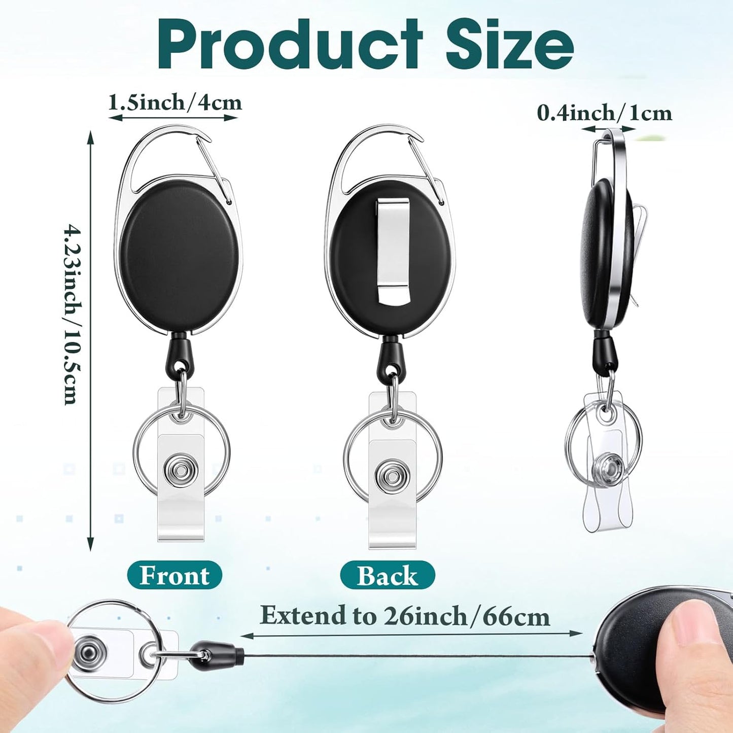 Honoson 50 Pcs Heavy Duty Retractable Badge Reels Batch ID Badge Holder Retractable Clip Bulk Key Holder with Ring for Office Worker Employee, Doctor Nurse Gifts (Multi Bright Color)