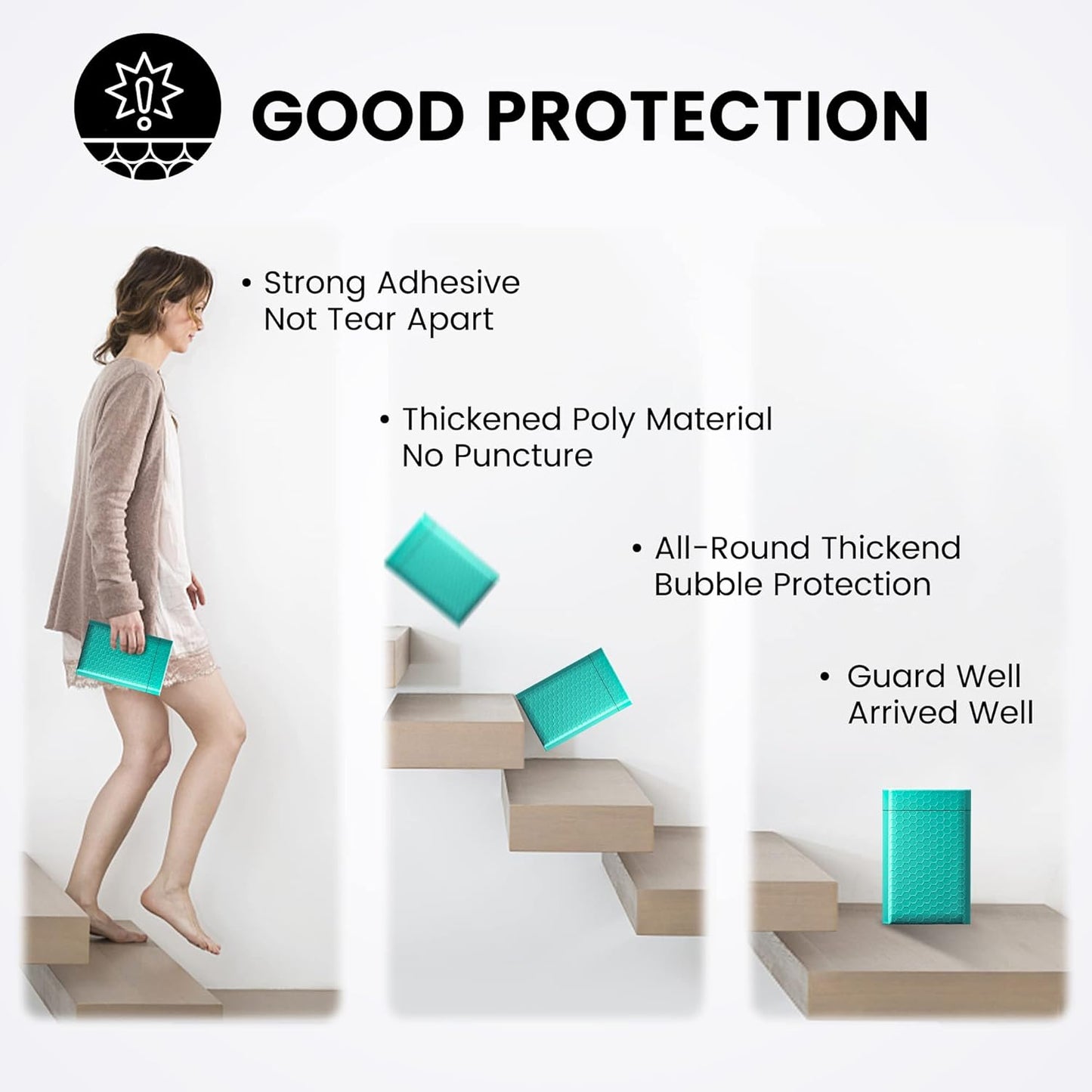 Fuxury Small Bubble Mailers 4x8 Inch 500 Pack, Teal Bubble Mailer, Self Seal Padded Envelopes Gifts Mailing Envelopes Bubble Padded for Shipping, Small Business Bulk