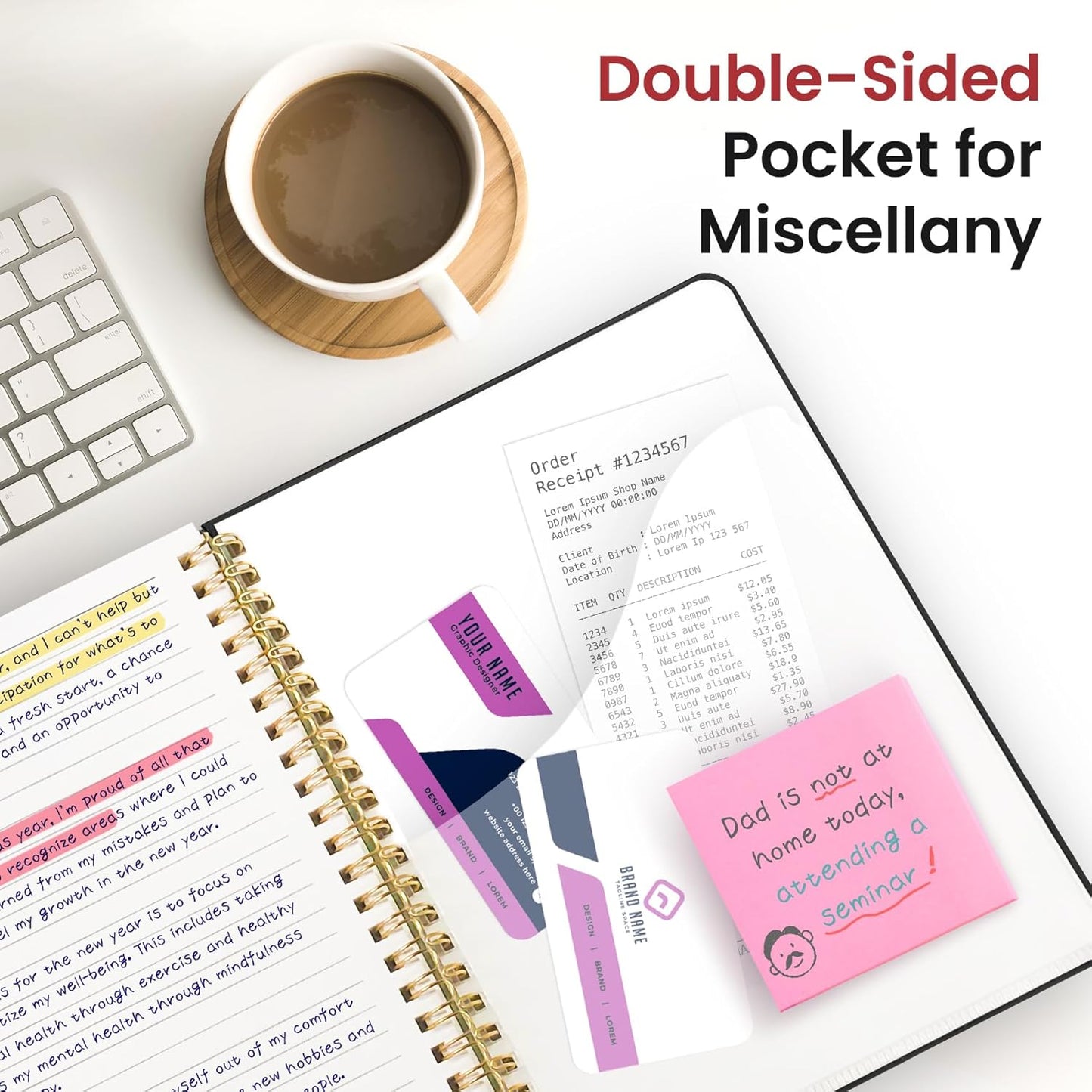 Taja Lined Spiral Journal Notebook for Work, 6 Pack, 140 Pages, College Ruled Hardcover Notebook Journal for Women, 6 Pcs, Journals for Writing, A5(6"x8") - Black