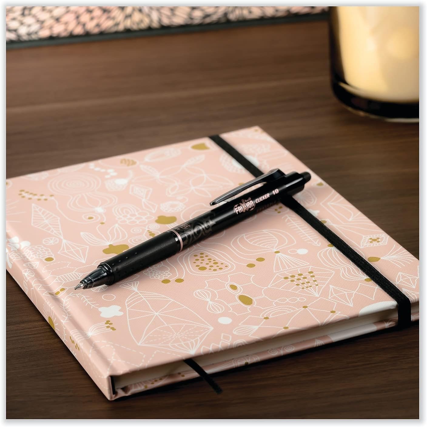 FriXion Clicker Retractable Erasable Gel Pen, Blue, Bold Point, 6-pk; Bundle with Plastic Reusable Pouch