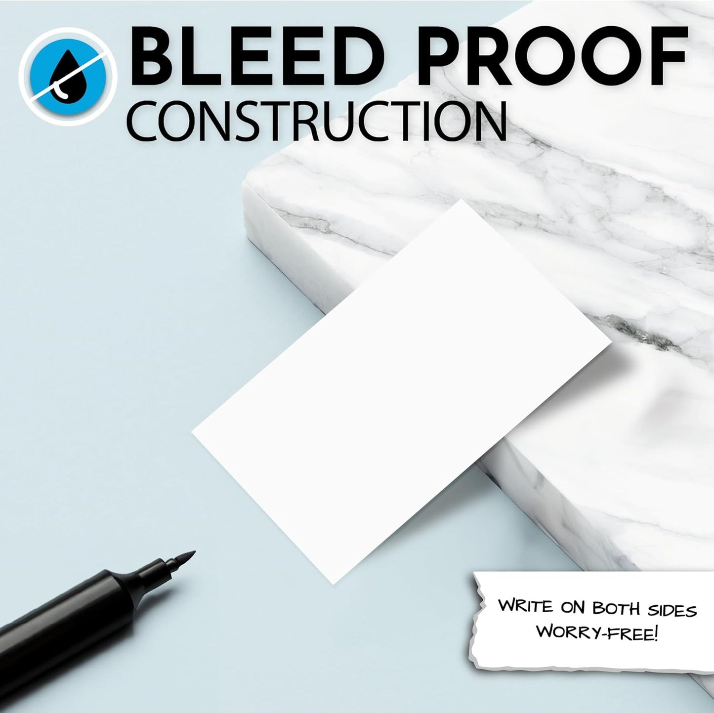 Home Advantage 3.5x5 Blank Index Cards - 50 Pack of Heavy Duty Bleed Proof Note Cards & Flashcards