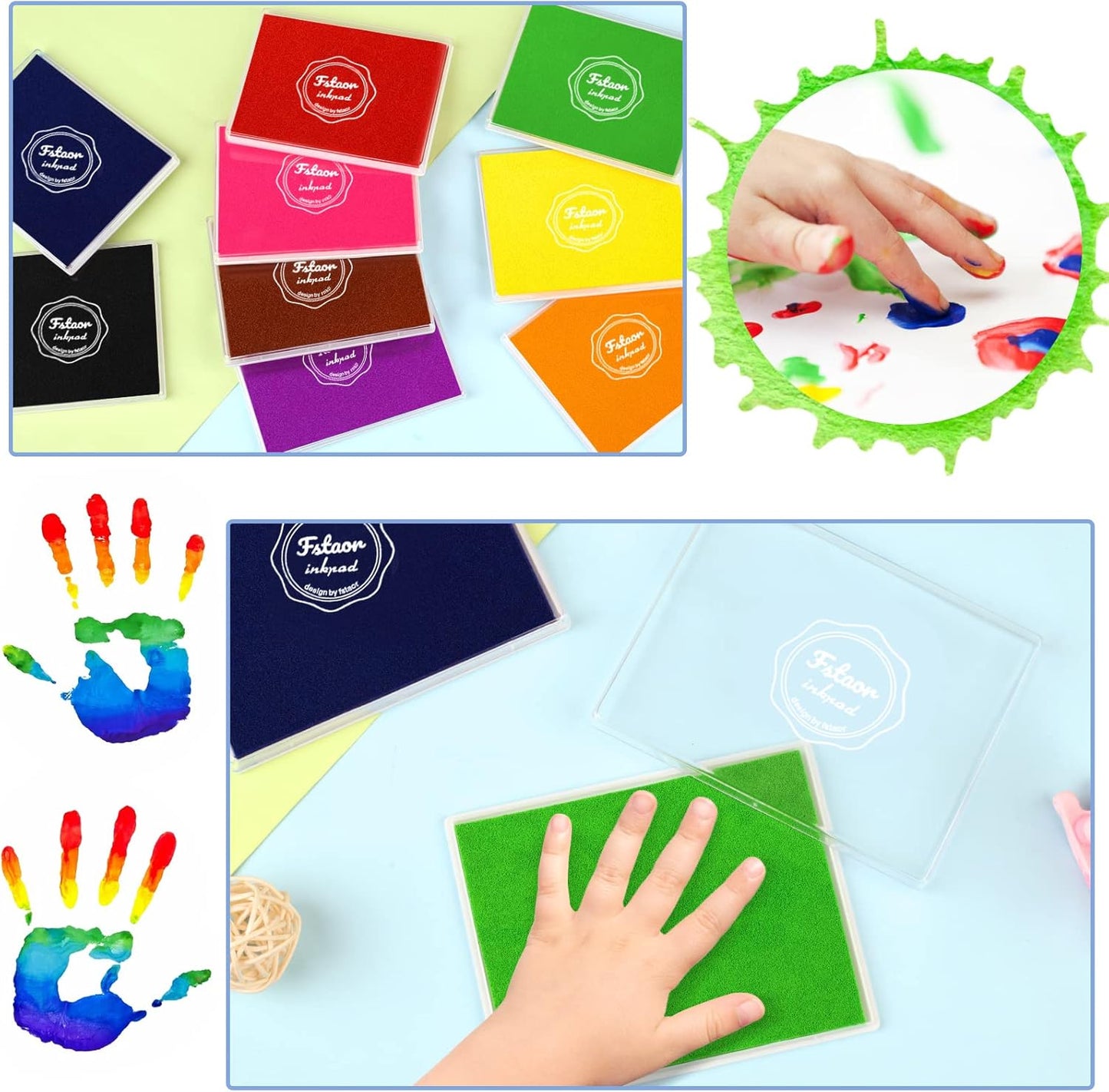 Fstaor Permanent Large Pink Ink Pad for Rubber Stamps, 5x4 inch Stamp Pads for Kids Paper Wood Fabric (Pink)