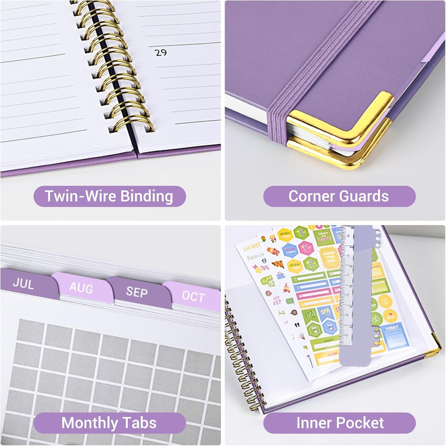 Academic Planner 2026 (8.5" x 11") - Weekly & Monthly Planner (Jan. 2026 - Dec. 2026), Column View Calendar Organizers, Hardcover Agenda Book with Tabs for Office & School, Purple