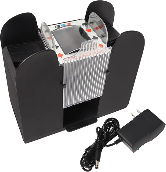 GSE Games & Sports Expert 6-Deck Automatic Card Shuffler, AC/DC-Power & Battery-Operated Electric Shuffler Machines for Playing Cards, Blackjack, Texas Hold'em, Canasta, Bridge, Rummy, UNO
