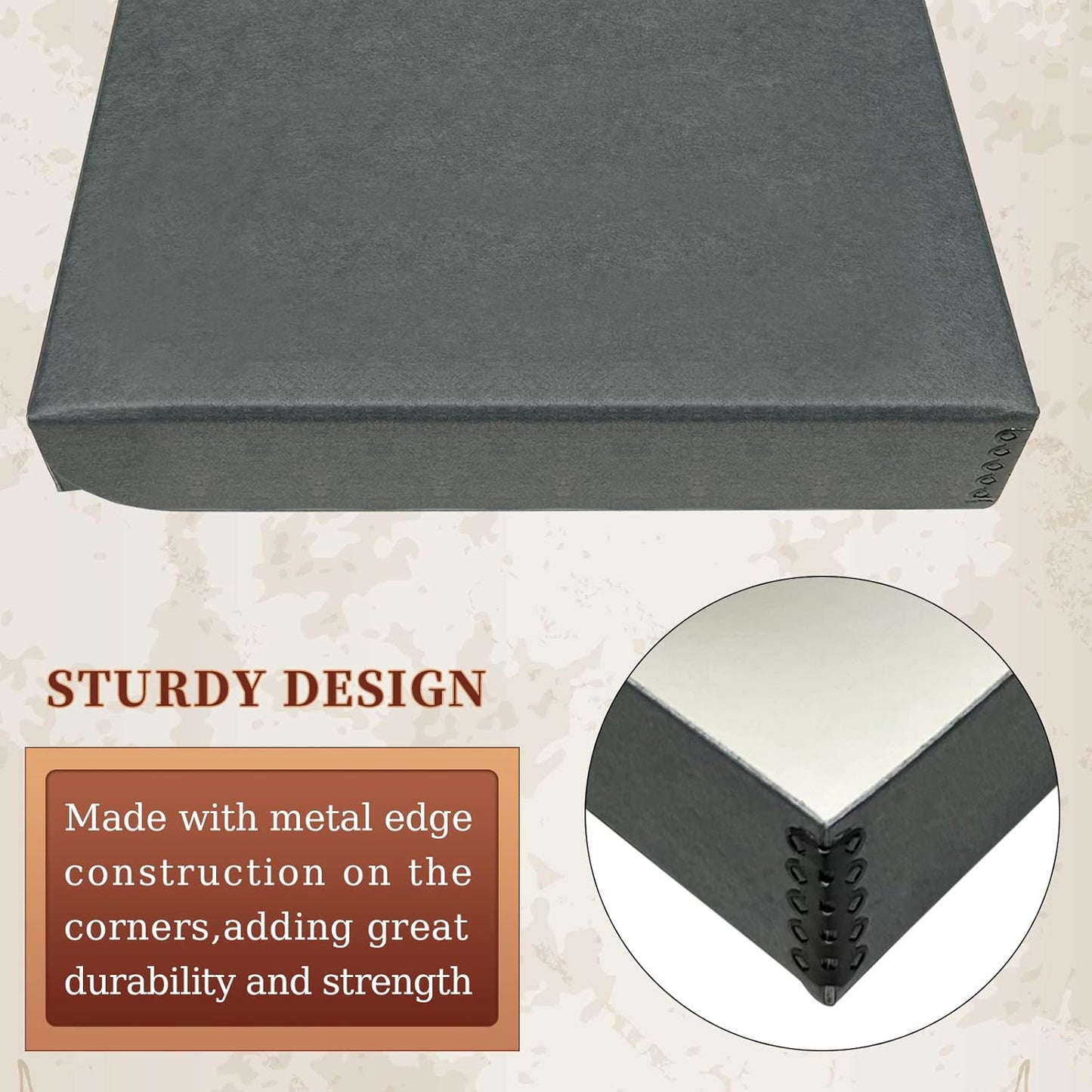 Golden State Art, Archival Folio Storage Box 9x12, Clamshell Design with Metal Edge, Preserve and Store Photos Documents Cards Prints Arts Crafts DIY, Gray, Pack of 2