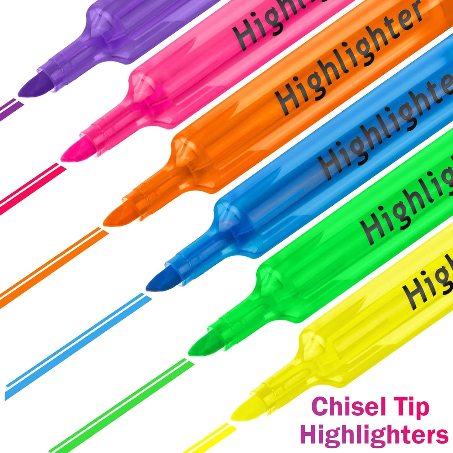 Teling 120 Pcs Highlighters Bulk Chisel Tip Tank Style Highlighters for School Classroom Assorted Color Fluorescent Pens for Office Shop