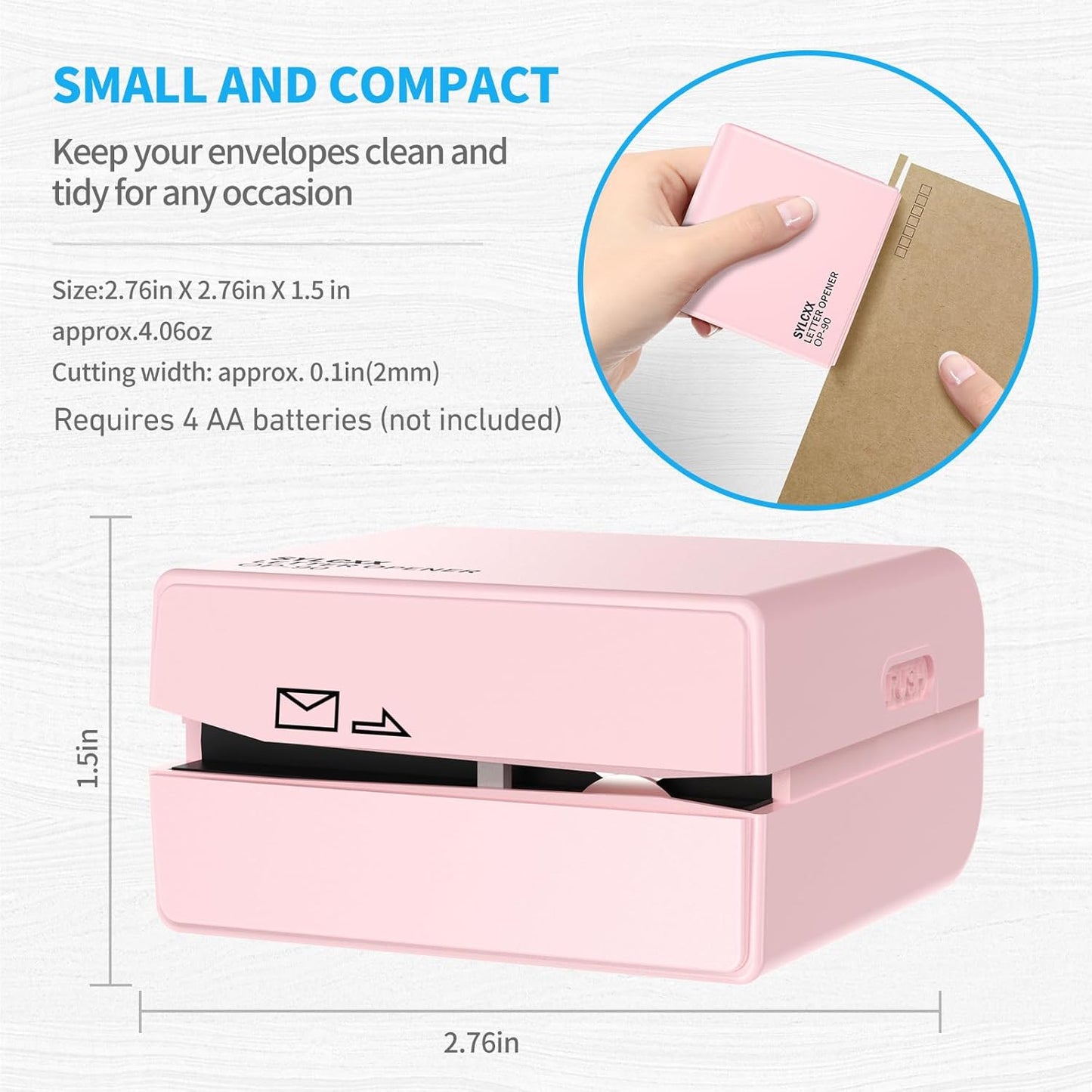 Battery Operated Electric Letter Opener - Letter Openers Envelope Slitter, Envelope Opener, Mail Opener, Universal Envelope Efficient Letter Opener Tool for Office, Home (Pink)