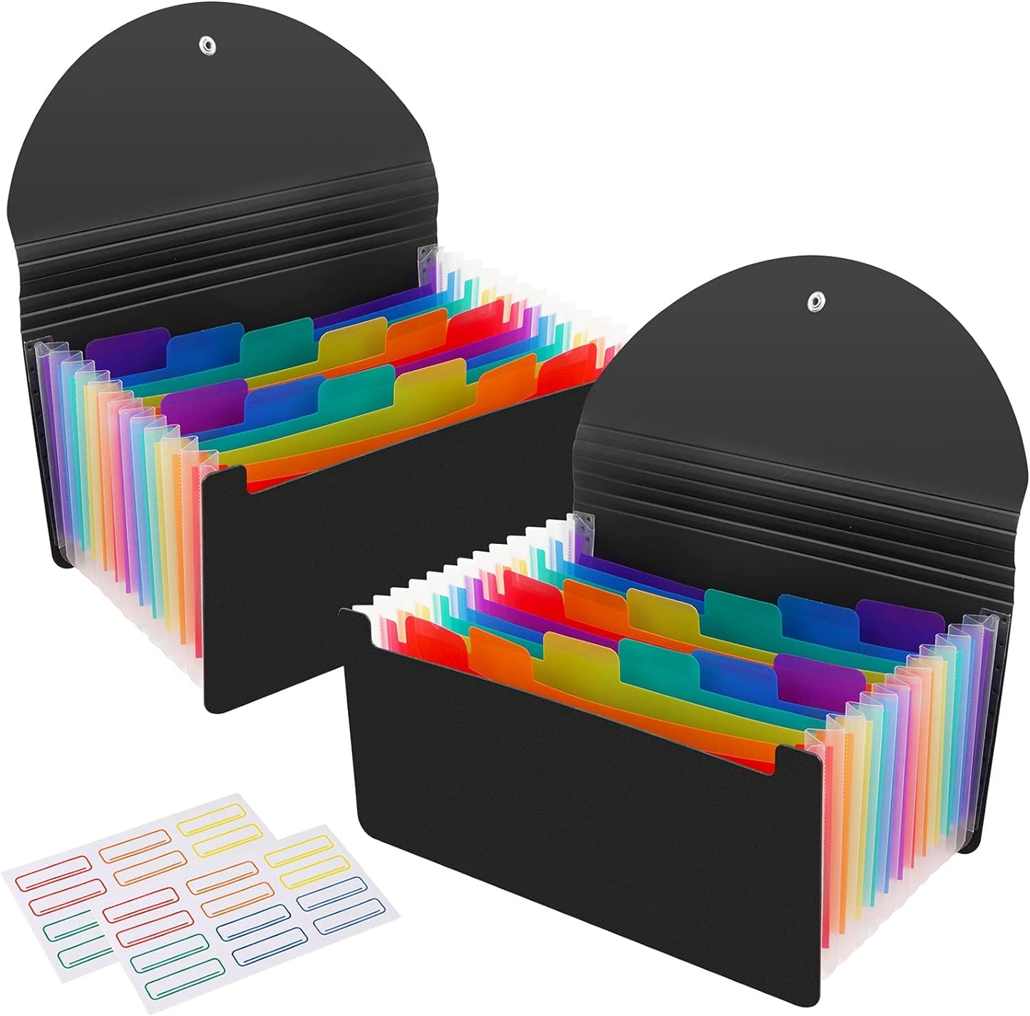 2 Pack 13 Pockets A6 Mini Coupon Organizer Wallet, Expandable Accordion File Organizer for Storage Receipt Cards Coupons Tickets - Black