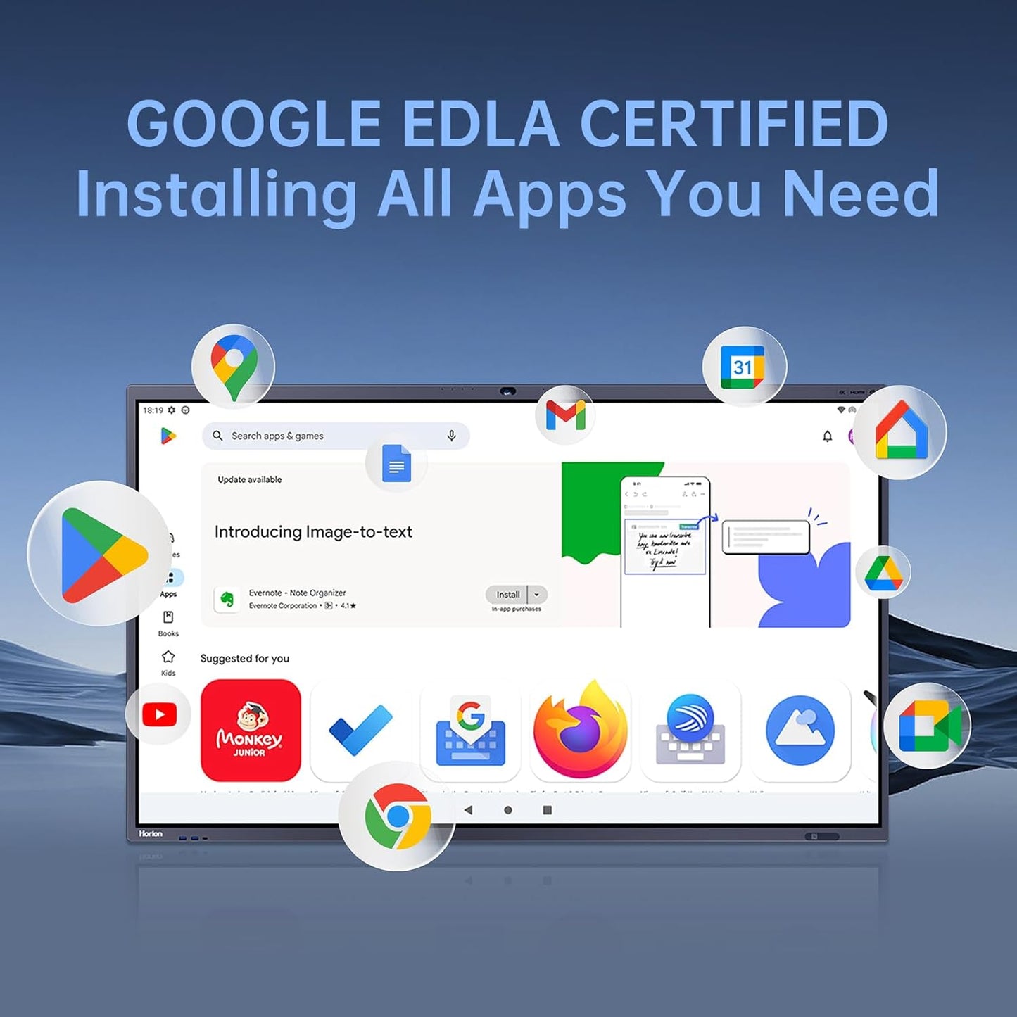 HORION Smart Board, 75" UHD Digital Whiteboard with 48MP Camera, Google EDLA-Certified Android 13， Electronic All-in-One Computer for Office and Classroom (Board & Wall Mount Only)