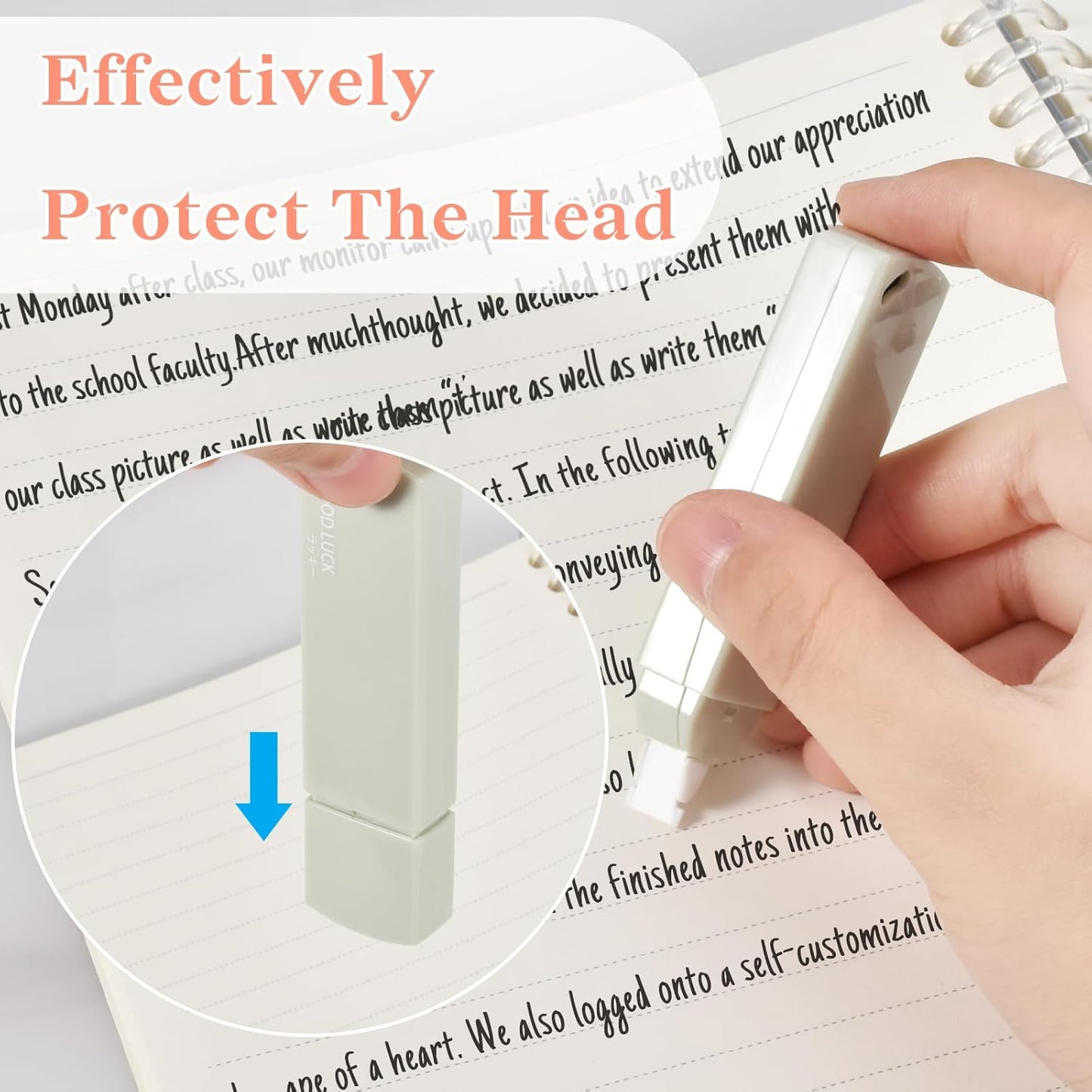 Temiary 6Pcs Mini White Correction Tapes, Quick Dry Smooth Pull Out for Writing, Aesthetic Cute Correction Tape Set Easy To Use for Students School Office Supplies (Green)