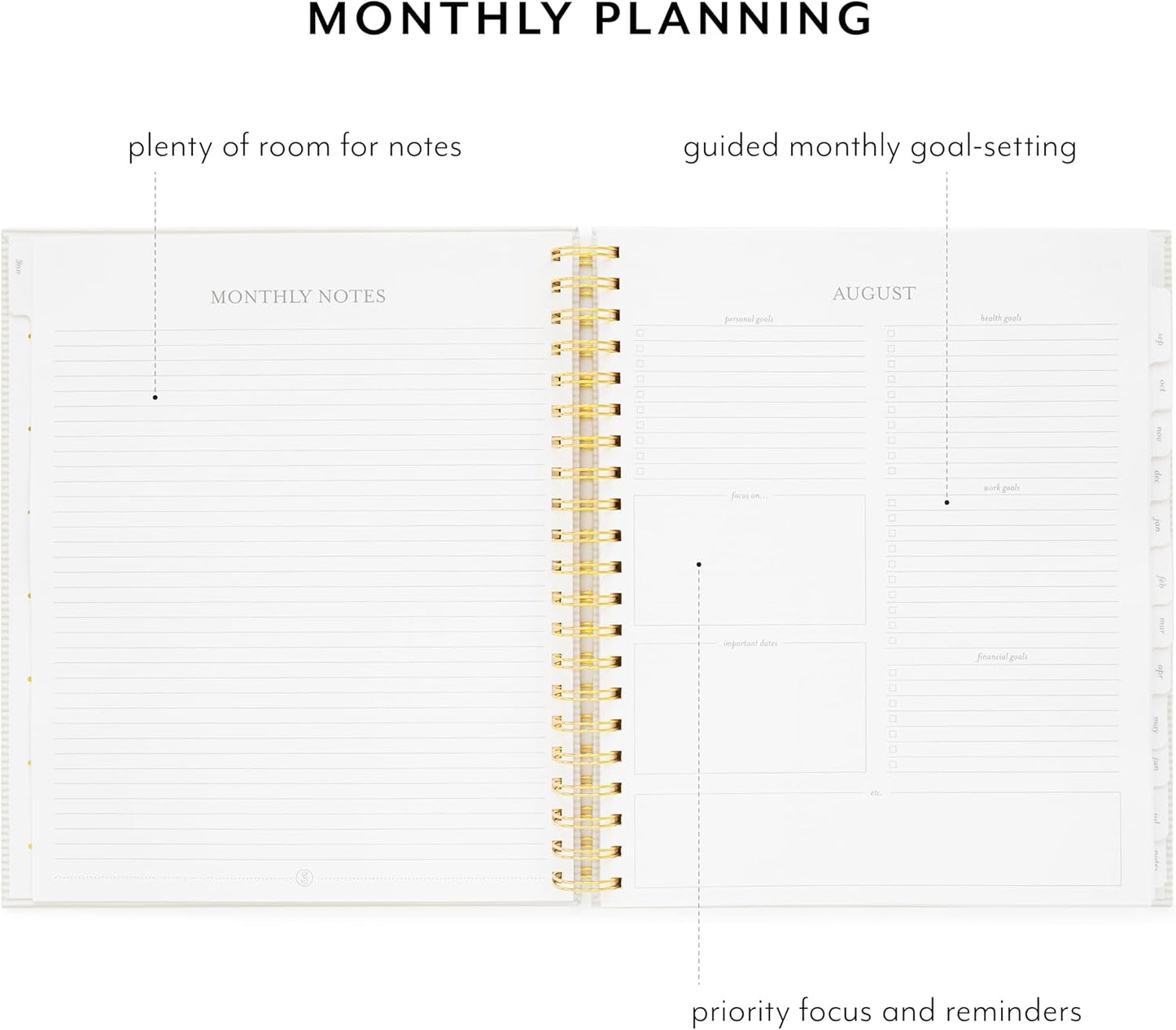 Sugar Paper 2025-2026 Large Weekly Spiral Academic Planner, August 2025 to July 2026, School, College & Student Planner, 12 Month, 10" x 11", Khaki Stripe