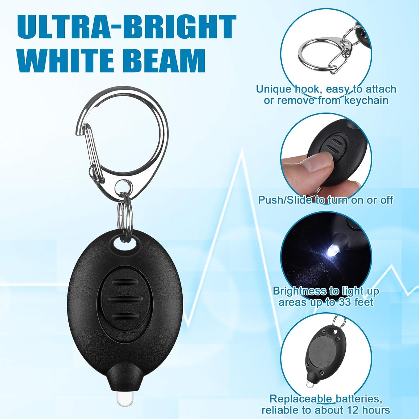 20Pcs Mini Flashlight Keychain Permanent Marker Keychain Mini Keychain Flashlights & Permanent Marking Pens LED Keychain Flashlight Mini LED Keychain Light Black Marker Pens