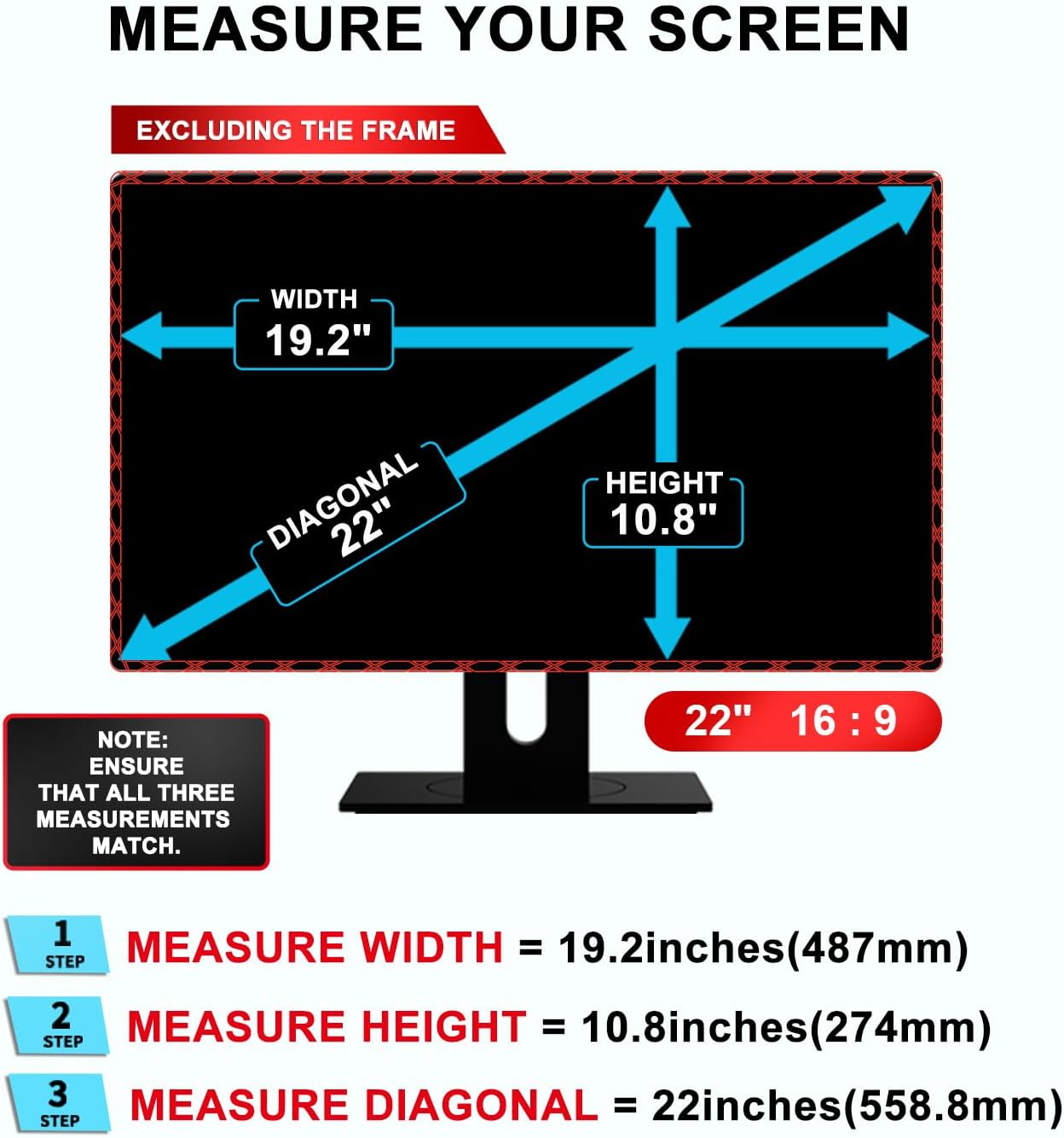 22 inch Computer Privacy Screen Filter for 16:9 Aspect Ratio Widescreen Monitor - Anti-Glare & Anti-Scratch Protector Film - Blue Light Filter (22 Inch (Diagonal) - 16:9Aspect Ratio)