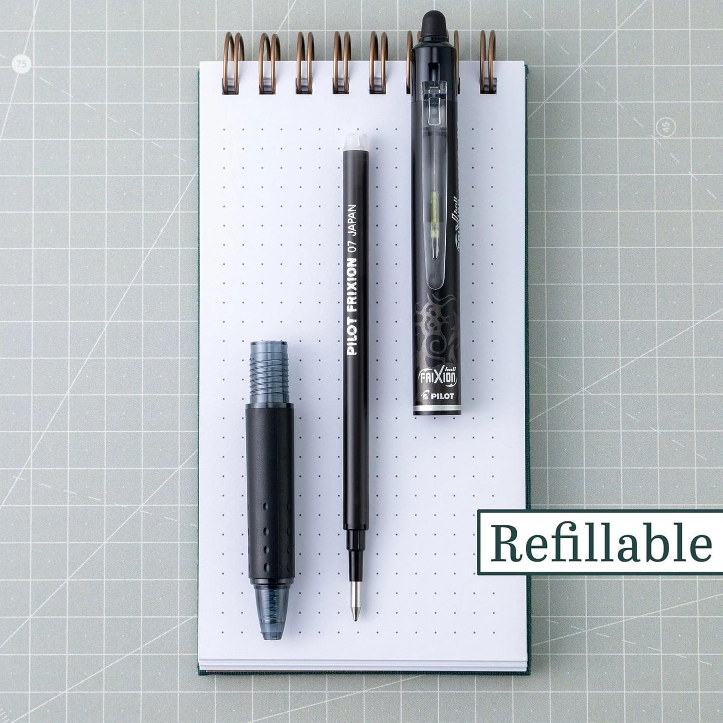 PILOT Frixion Erasable Pens Retractable Gel Ink, Pack of 6 Black Ink Pens + 4 Bonus Refills, Fine Point 0.7 mm Erasable Gel Pens