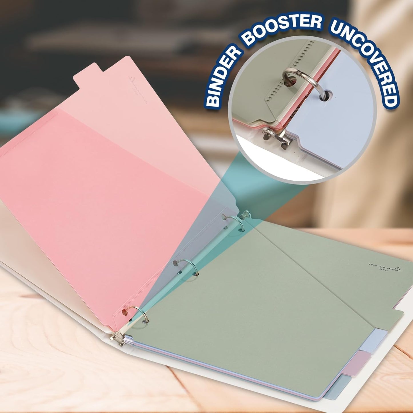 H4D 6-Tab Dividers for 3 Ring Binder, Plastic Dividers with Two Pockets, Letter Size, Morandi Colors, 4 Set