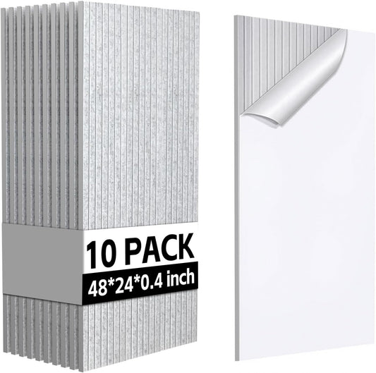 10Pack Large Acoustic Panels, 48x24x0.4 inch Sound Proof Panels for Walls, Self-Adhesive Sound Dampening Wall Panels, Noise Absorbing Decorative Wall Panels, Wall Noise Blocker for Home Studio (Grey)