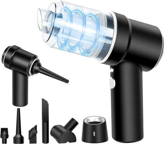 8Kpa Mini Handheld Vacuum Cleaner,120W High Power Cordless Car Vacuum, 2 in 1 Keyboard Vacuum & Air Duster with LED Light & Multi-Nozzles for Car, Computer, Sewing Machine