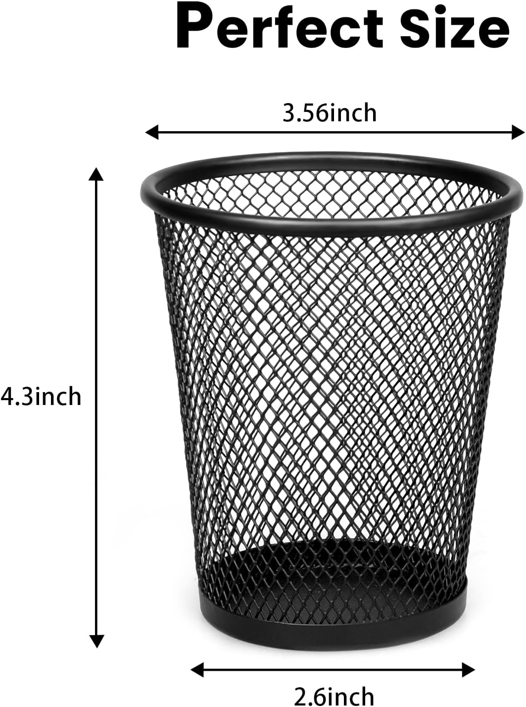 QYH Mesh Pencil Holder Metal Pen Cup Black for Desk 6 Packs