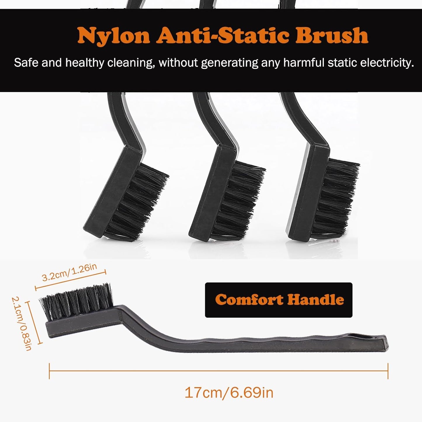 10PCS Anti Static ESD Cleaning Brush Kit, Keyboard PCB Motherboards Circuit Boards Electronic Devices Tool Set, Black