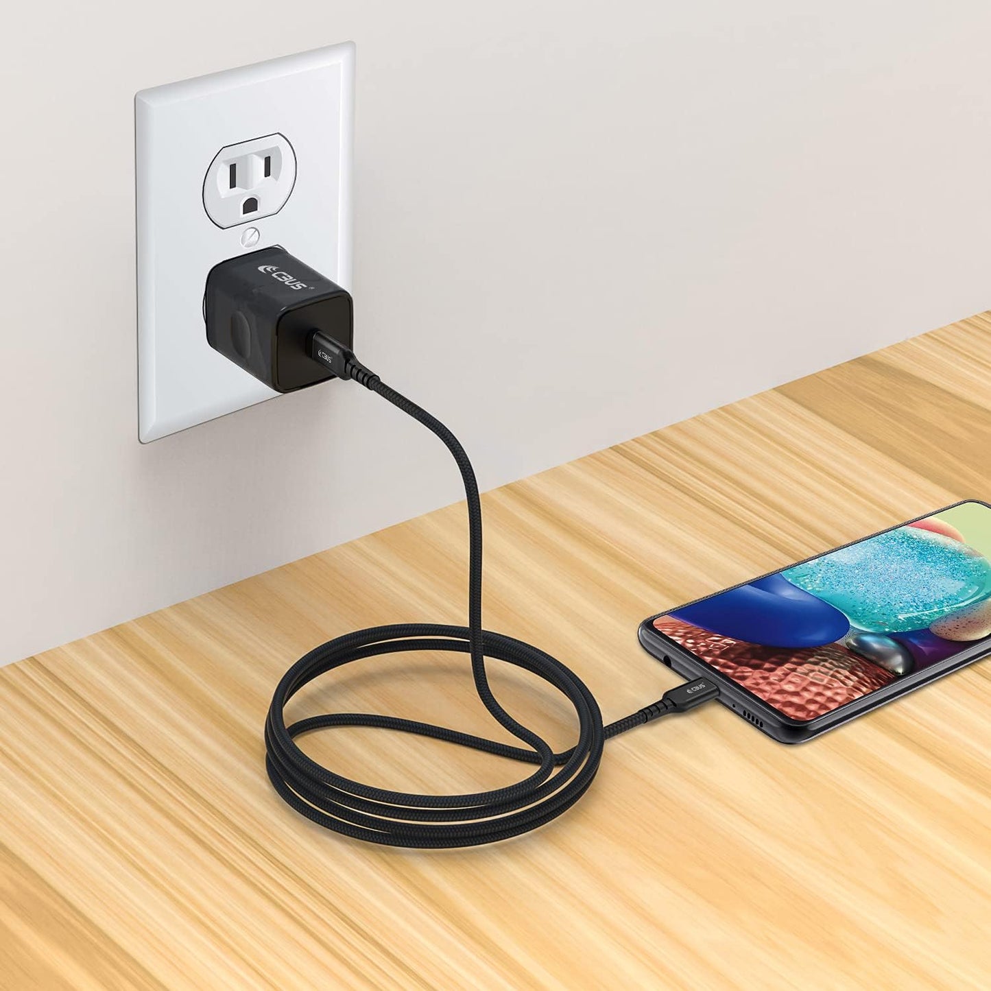 CBUS Motorola Charger Block and 10ft Braided Fast Charging USB Cable for Edge, Edge Plus, Moto G Power, G Play, G 5G, G Stylus, RAZR, G Pure, One 5G Ace, One Action