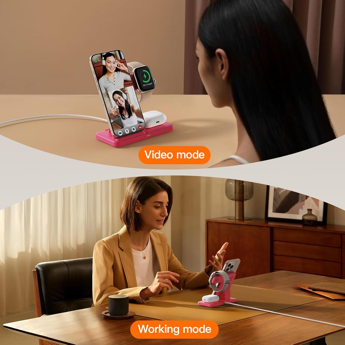 2025 3 in 1 Wireless Charger for iphone17 16 15 14 13 12 11 XR 8, Apple Charging Station for Apple Watch 10/9/Ultra/8/7/SE/6/5/4 & AirPods Series, Wireless Charging Station for Multiple Devices Apple