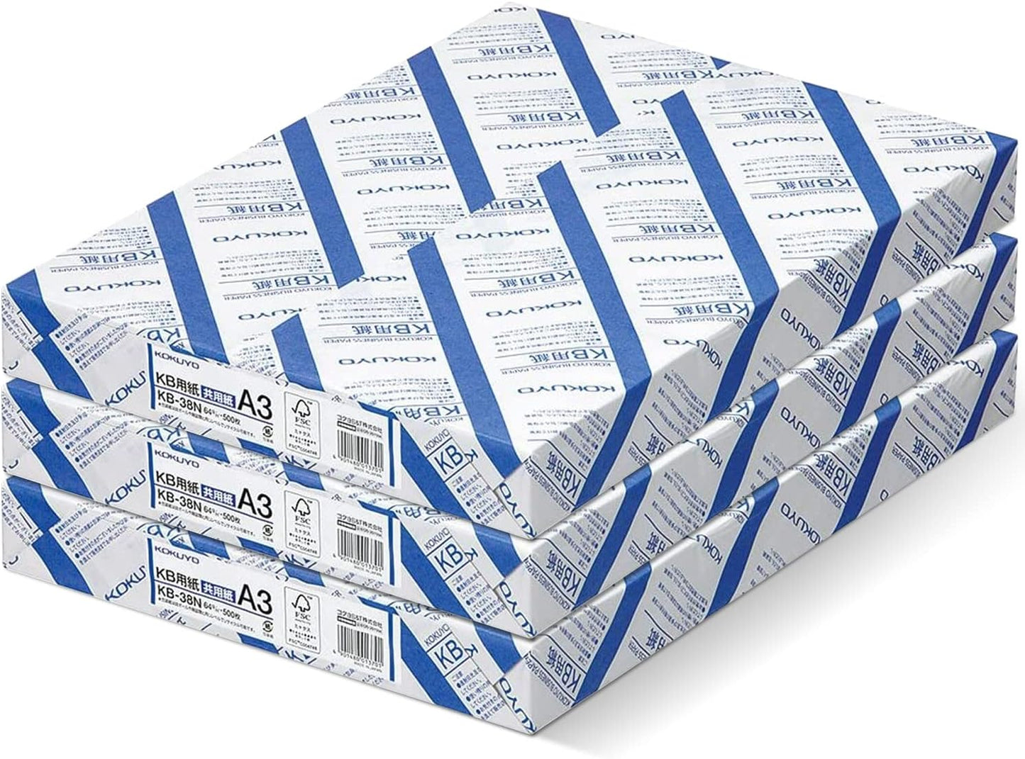 Kokuyo A3 (11.7 in x 16.5 inches) KB Paper, 3 Ream (1500 Sheets), 80 Bright - Perfect for Engineering technical drawings - FSC Certified, Japan Import (KB-38N)