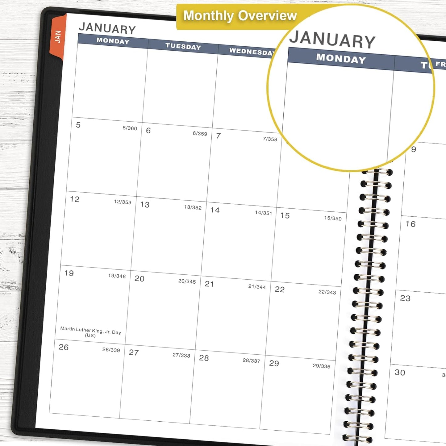 Appointment Book/Planner 2026 - Weekly Appointment Book 2026, January 2026 - December 2026, Daily/Hourly Planner with Tabs, 15 Minutes, 8.26" x 11.4", Wirebound - Black