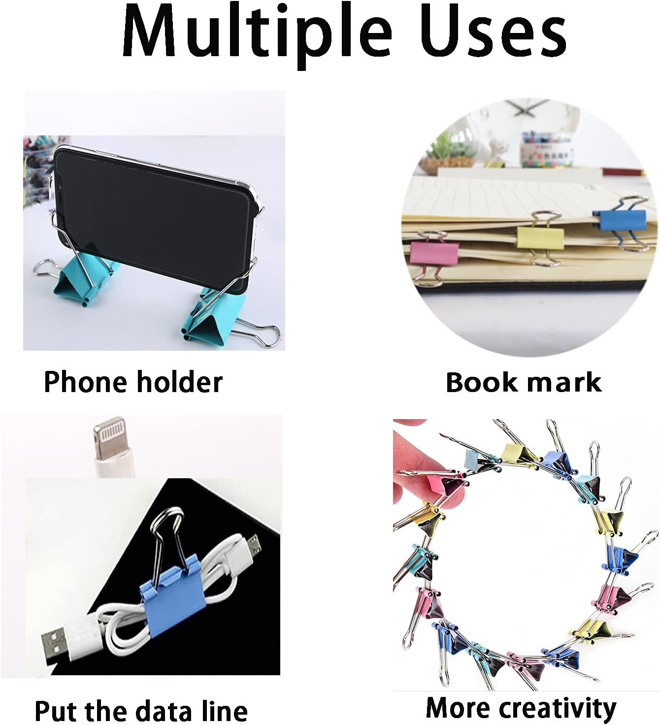 150 Pcs Colored Binder Clips Assorted Sizes with a Box, Jumbo, Large, Medium, Small, Mini, Micro,6 Sizes for Office, School and Home