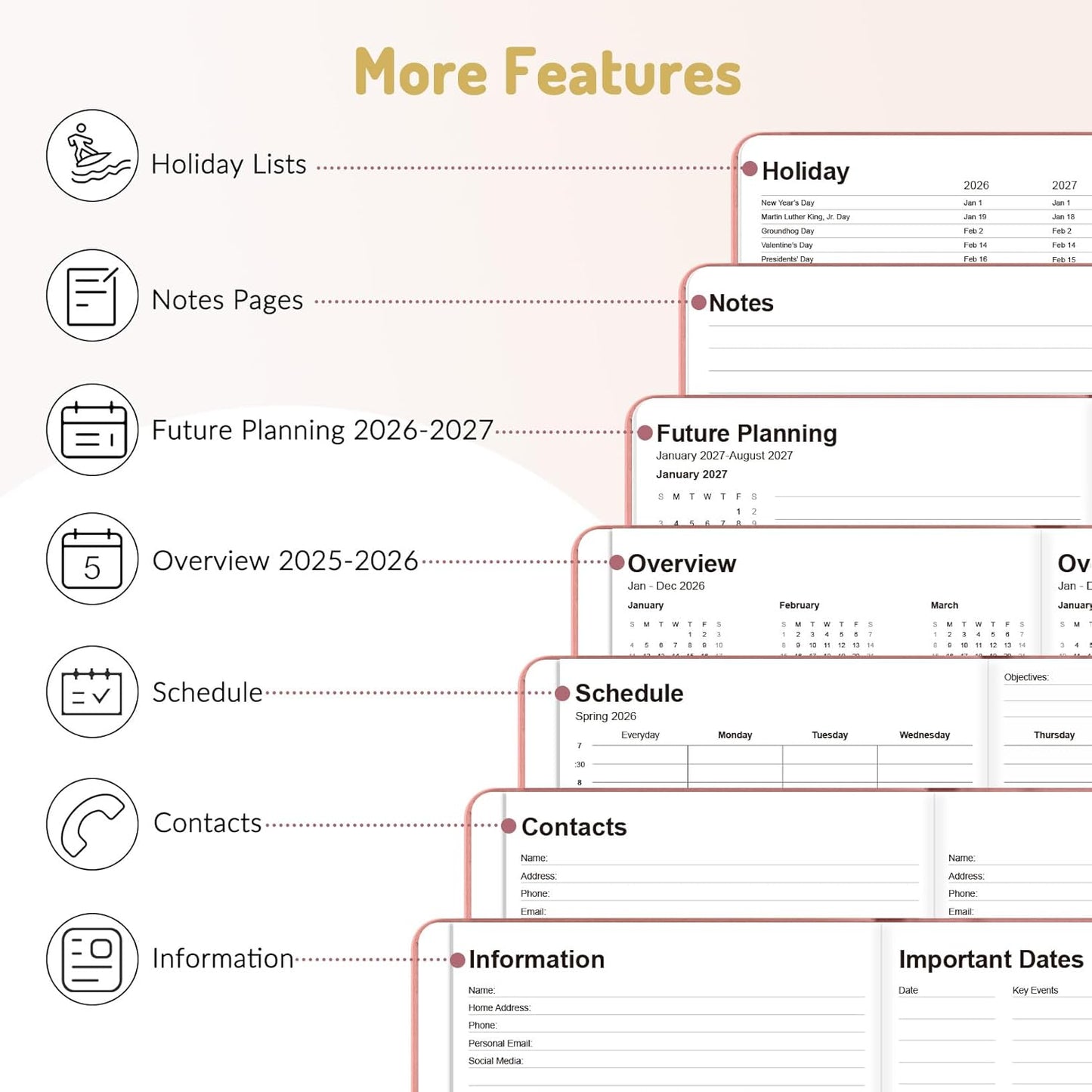 Forvencer 2026 Planner, Weekly Monthly Planners with Month Tabs, 12 Months (Jan 2026 - Dec 2026), A5(5.8"×8.3"), Daily Academic Calendar with Elastic Band, Small Hardcover Agenda, for Teacher, School
