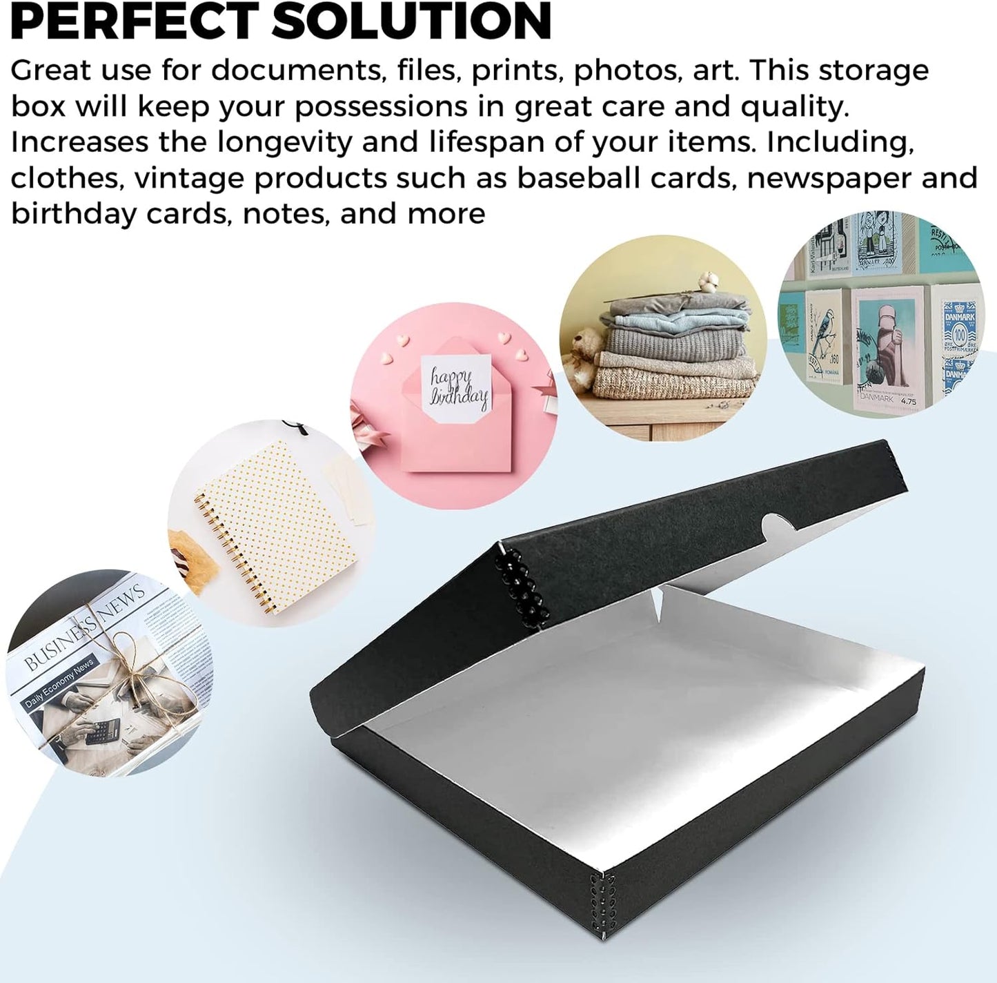 Golden State Art, Archival Folio Storage Box 11x14, Clamshell Design with Metal Edge, Preserve And Store Photos Documents Cards Prints Arts Crafts DIY, Black