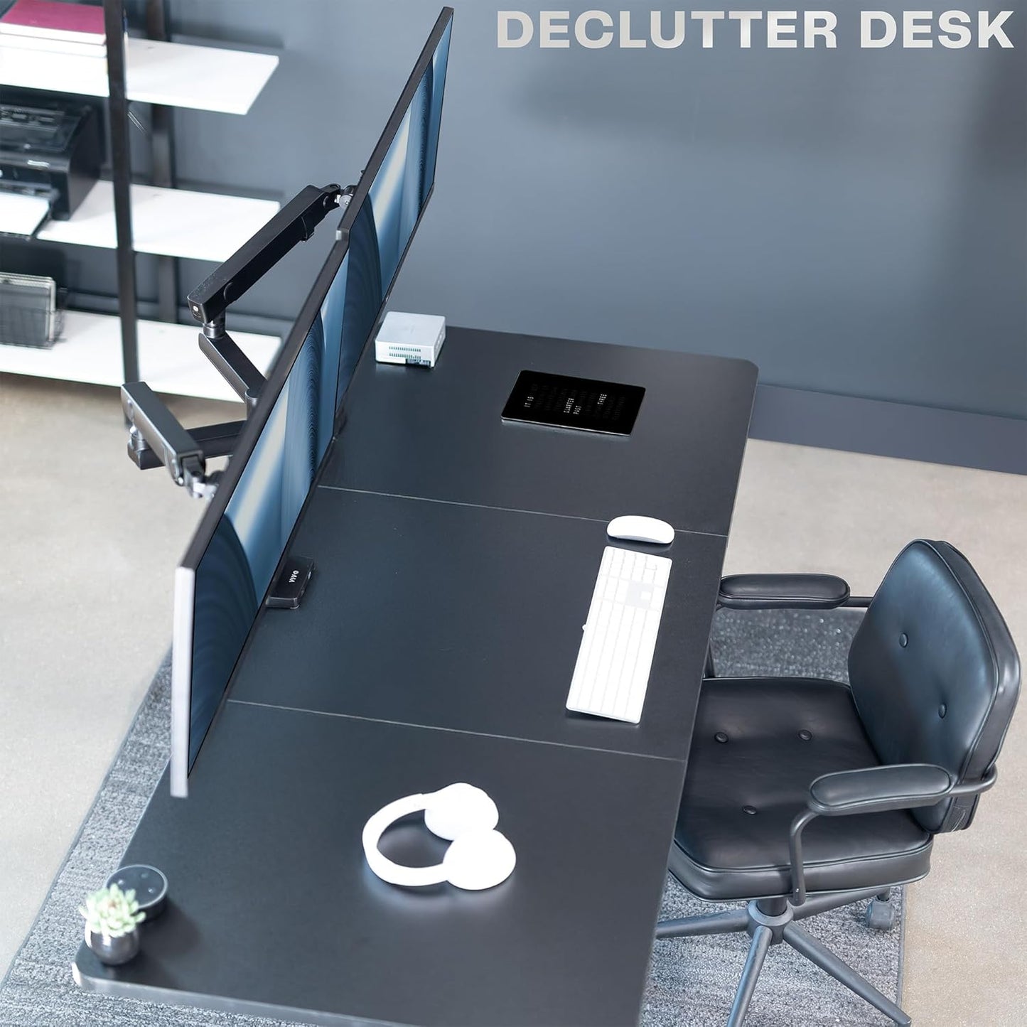 VIVO Premium Aluminum Full Motion Dual Monitor Desk Mount Stand with Lift Engine Arm, Pole Extension, and USB Ports, Fits Ultrawide Screens up to 40 inches, STAND-V102BDU