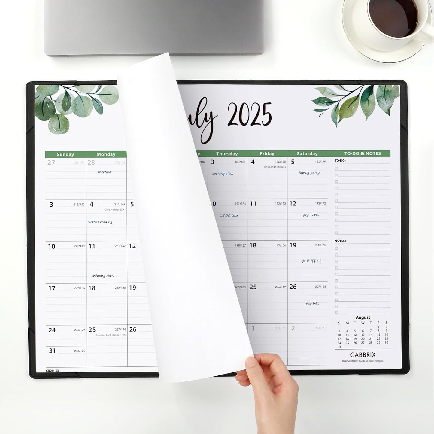 Large Desk Calendar 2025-2026 with Desktop Mat, Cabbrix Desk Pad Calendar 22 x 17 Inch Covering July 2025 to December 2026, Desk Blotter Calendar 2025 for Home School and Office