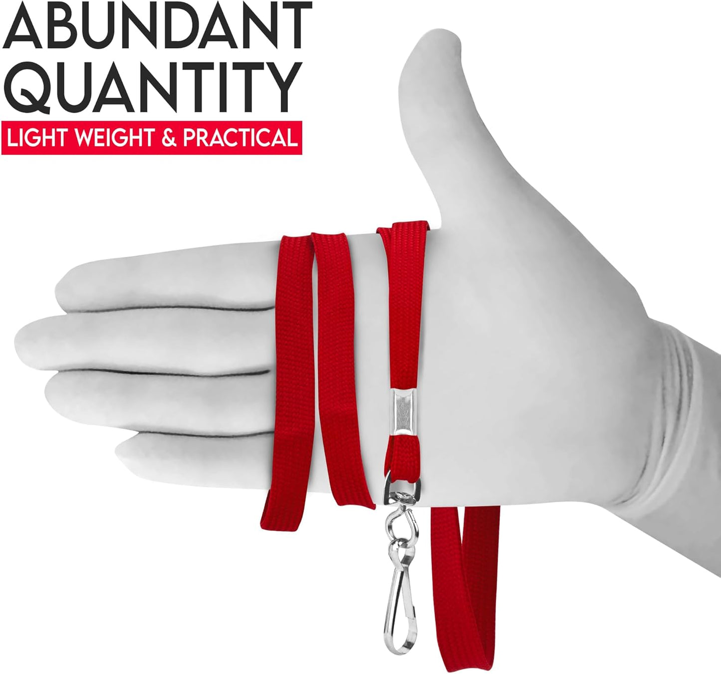 100-Pack Red Lanyards for ID Badges with Swivel J-Hooks - Versatile Neck Lanyard for Keys, Card Holders, Whistles, and More - Ideal for Offices, Teachers, Kids, and Cruise Ship Cards