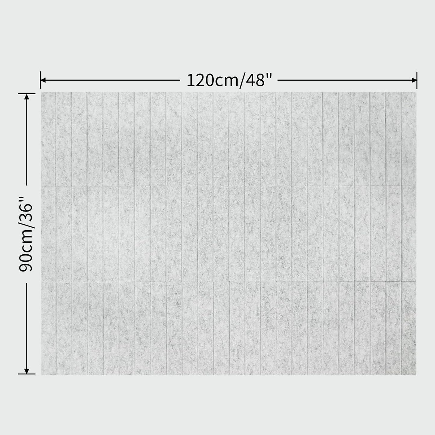 12 Pack Large Cork Board for Walls, Slat Wall Paneling, 48" X 36" Felt Bulletin Board Tiles with Safe Removable Adhesive Tabs & Push Pins, Pin Board Cork Board Wall Organizer for Office - Light Grey