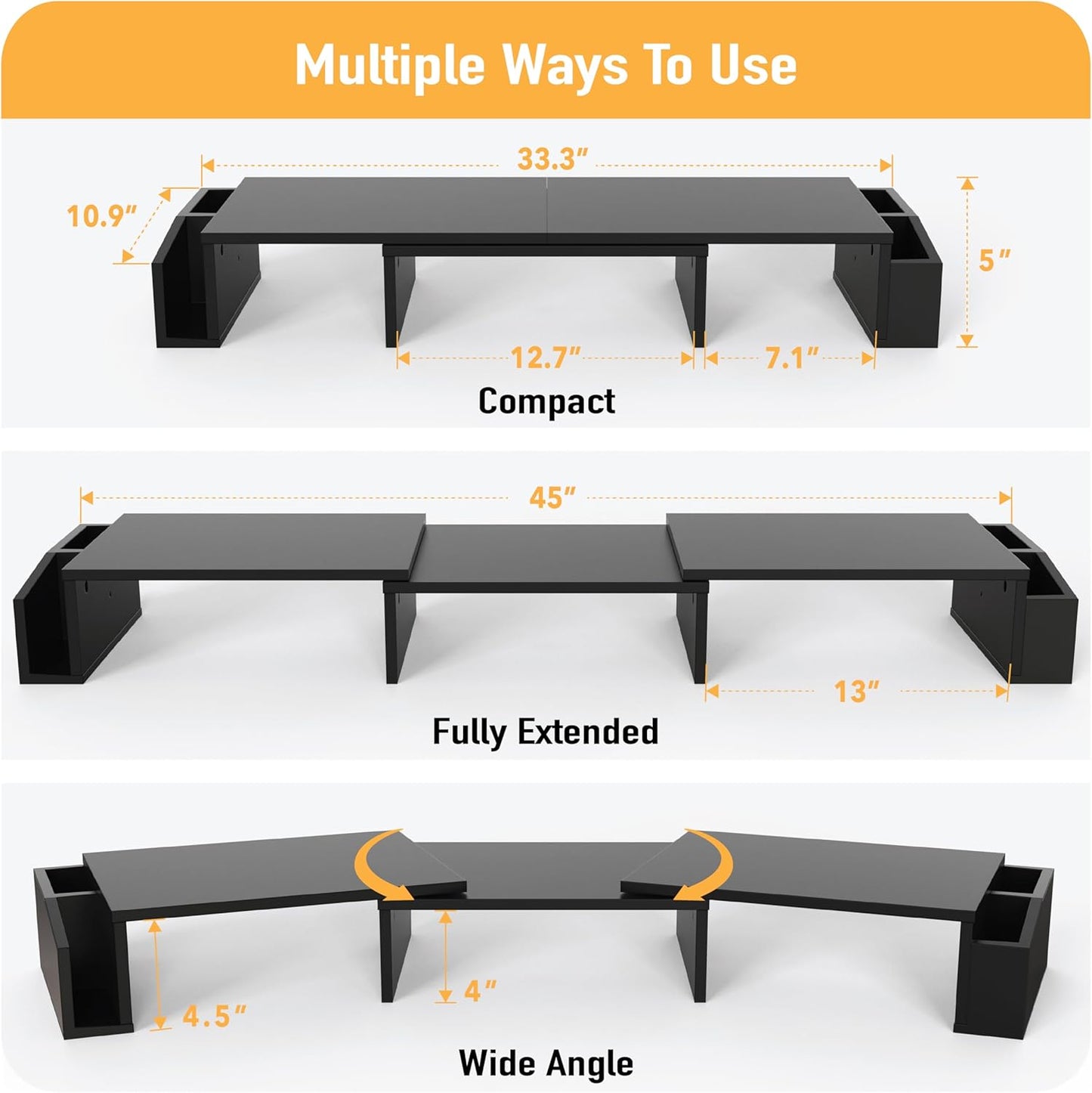 Simple Houseware Desk Dual Monitor Stand Riser with Drawer, Black