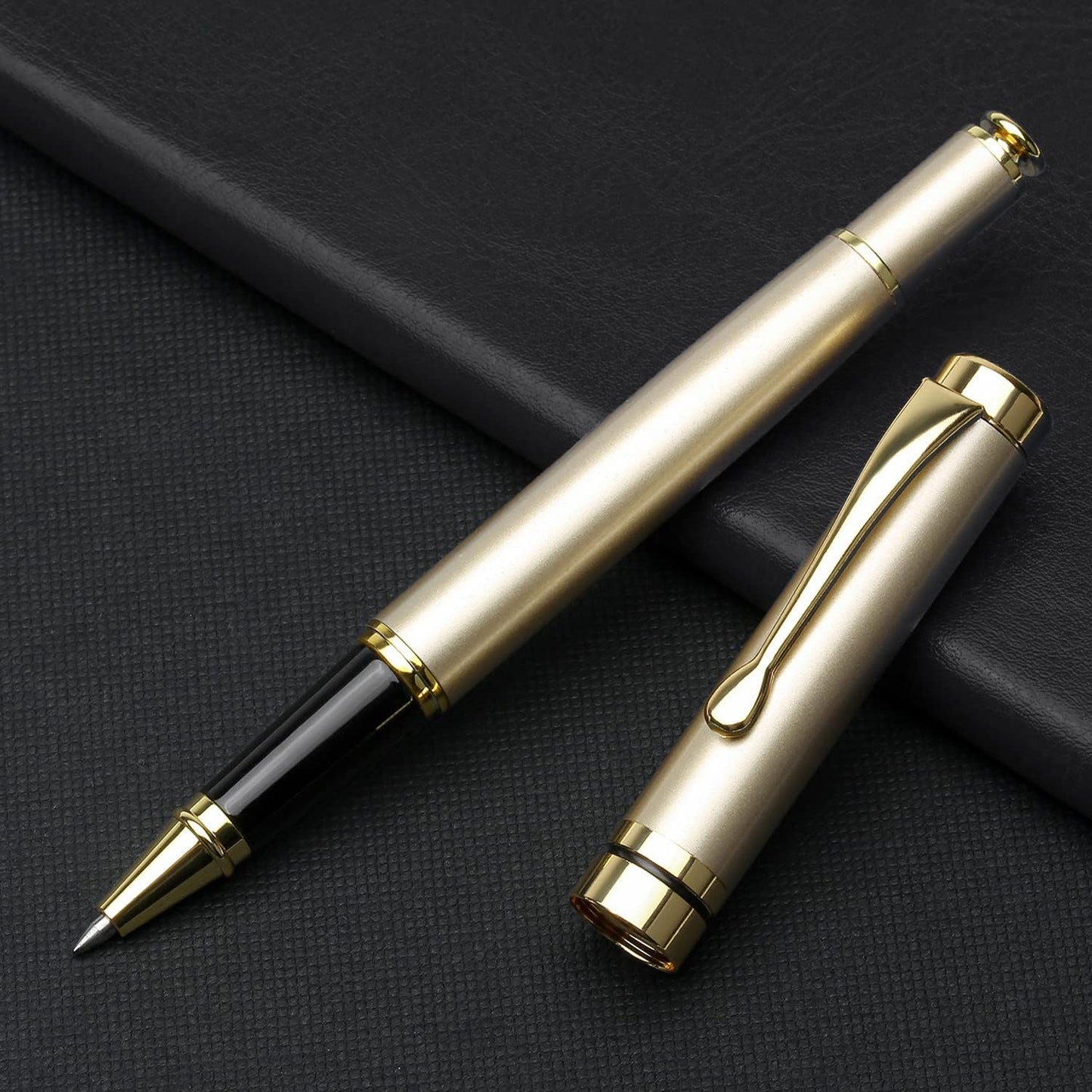 YIVONKA Luxury Ballpoint Pens Best Ball Pen Gift Set for Men & Women Professional Executive Office Nice BallPens Classy Gift Box Ballpoint Black Refill Line width 0.5mm (2 gold)
